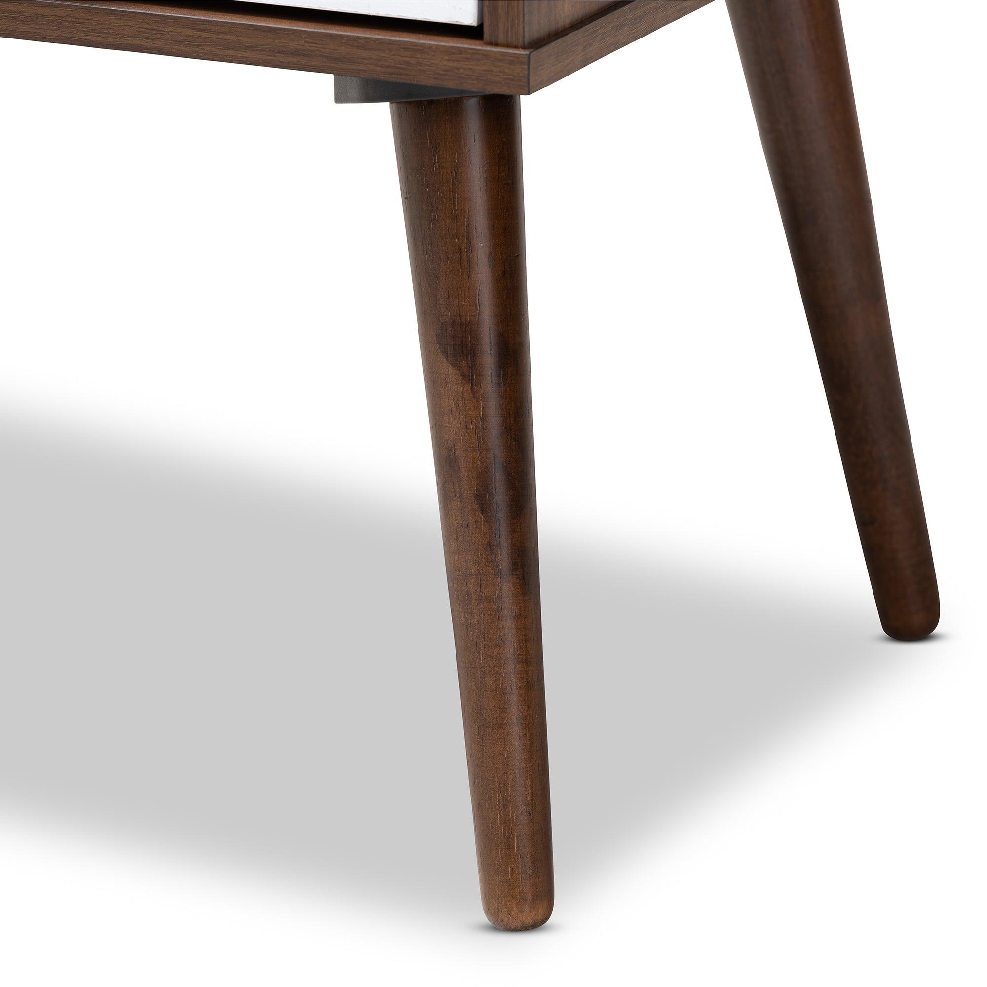 Quinn Mid-Century Modern Two-Tone and Finished 1-Drawer Wood End Table