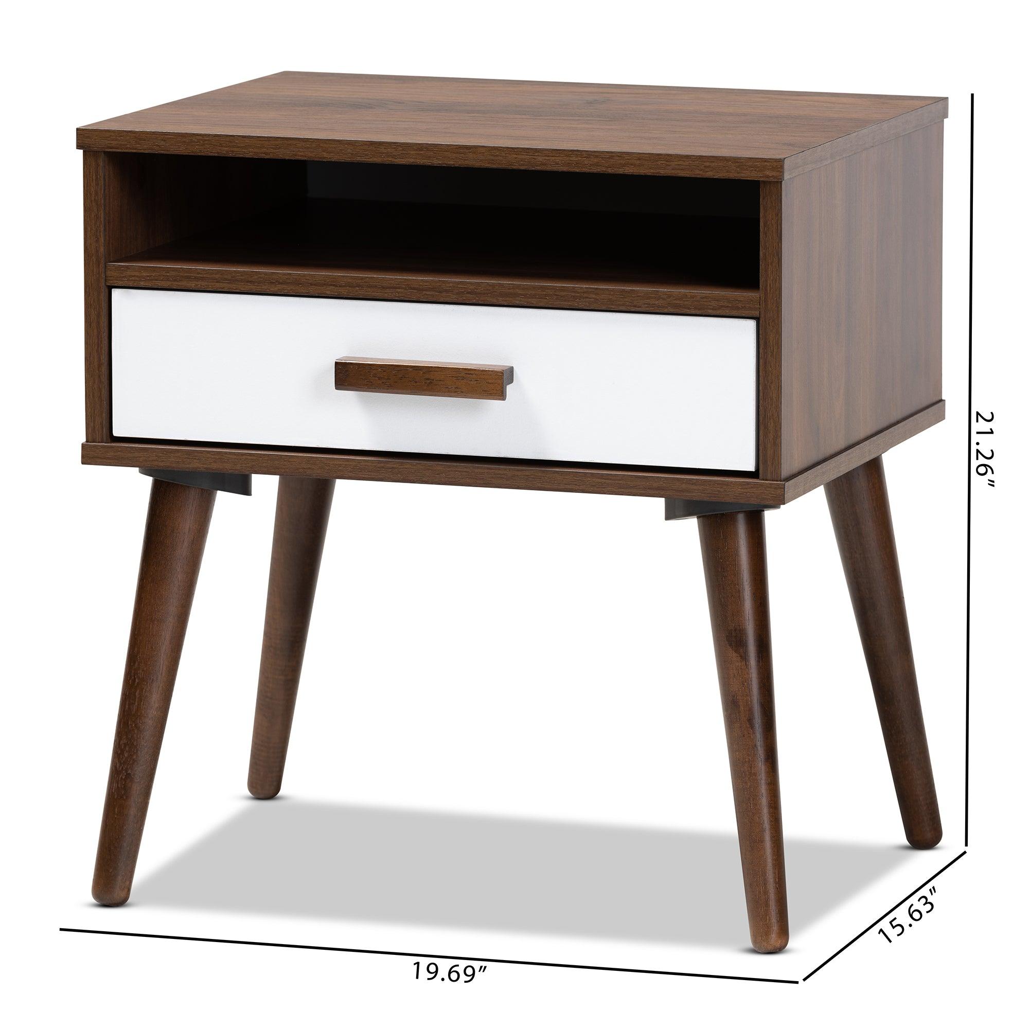 Quinn Mid-Century Modern Two-Tone and Finished 1-Drawer Wood End Table