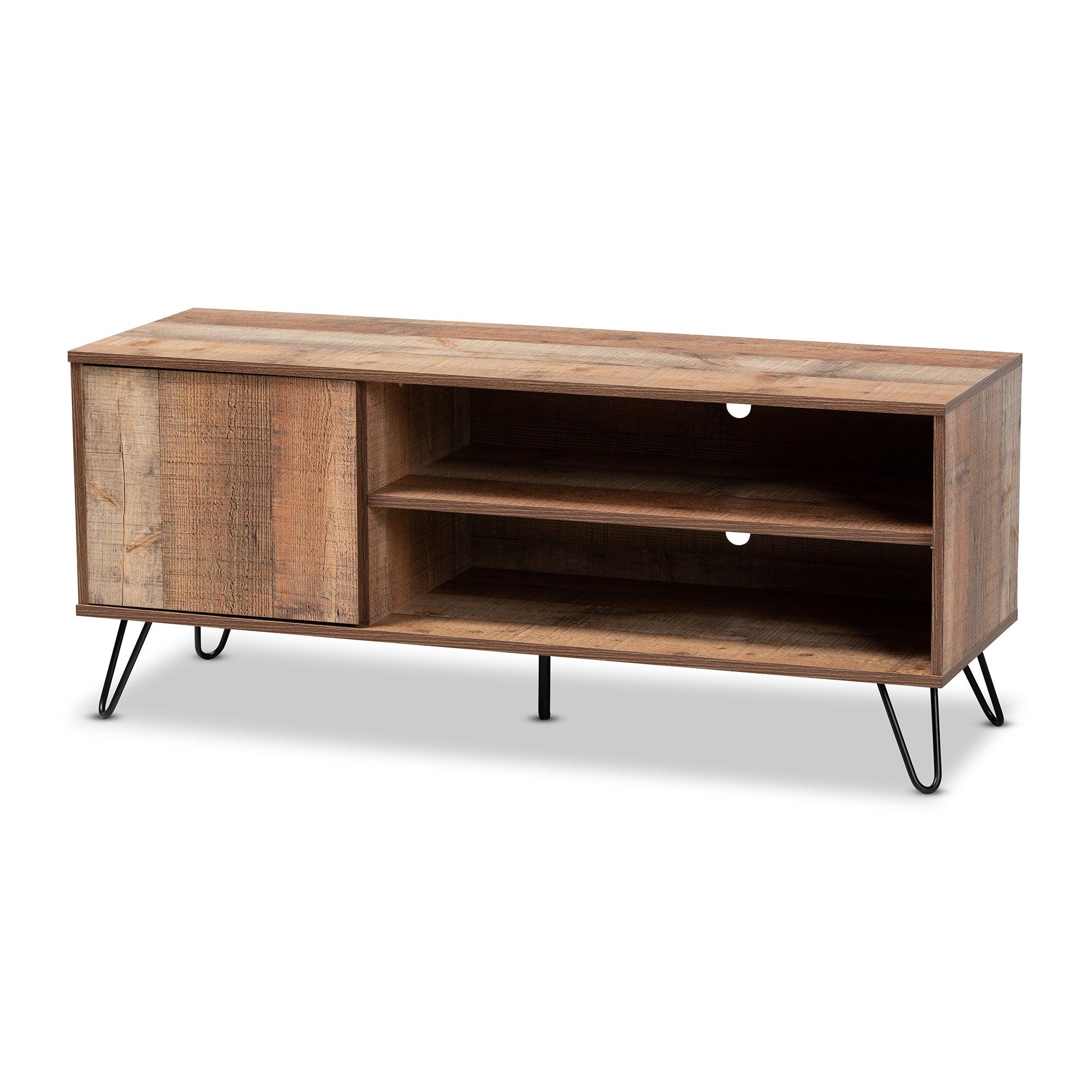 Iver Modern and Contemporary Rustic Finished 1-Door Wood TV Stand