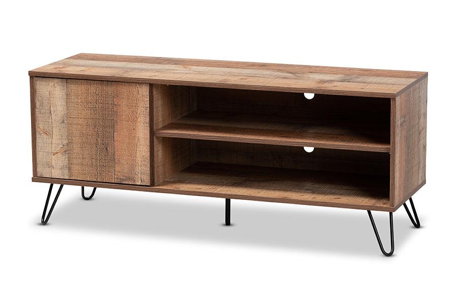 Iver Modern and Contemporary Rustic Finished 1-Door Wood TV Stand