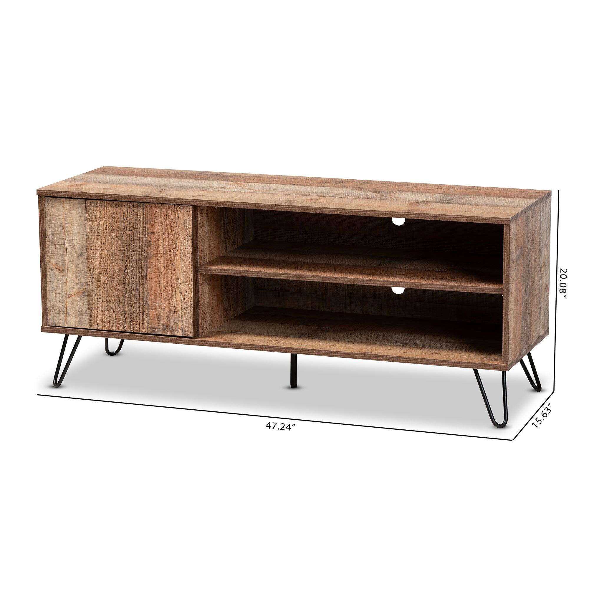 Iver Modern and Contemporary Rustic Finished 1-Door Wood TV Stand