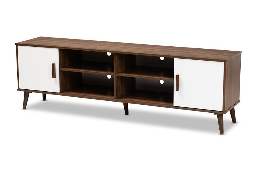 Quinn Mid-Century Modern Two-Tone and Finished 2-Door Wood TV Stand