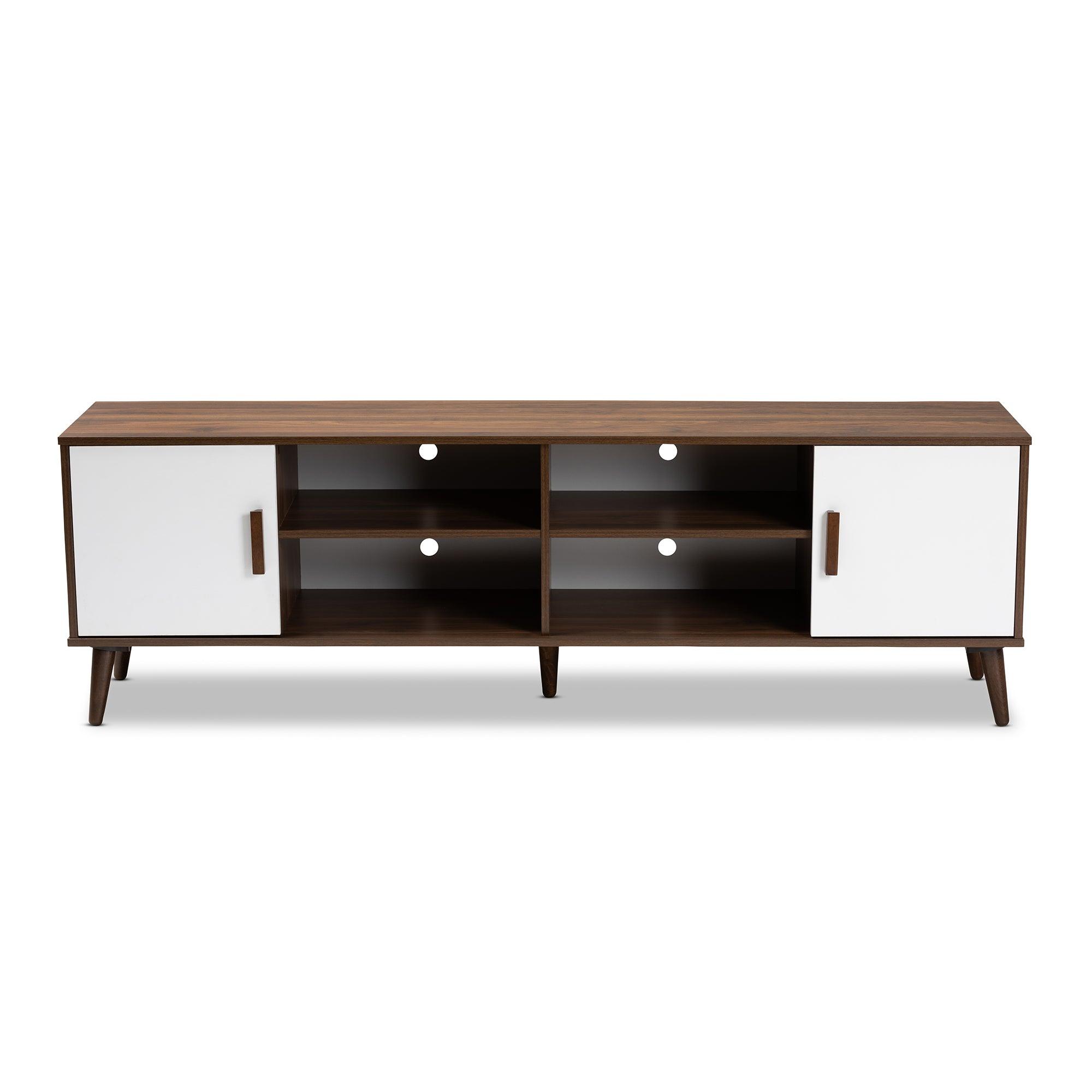 Quinn Mid-Century Modern Two-Tone and Finished 2-Door Wood TV Stand