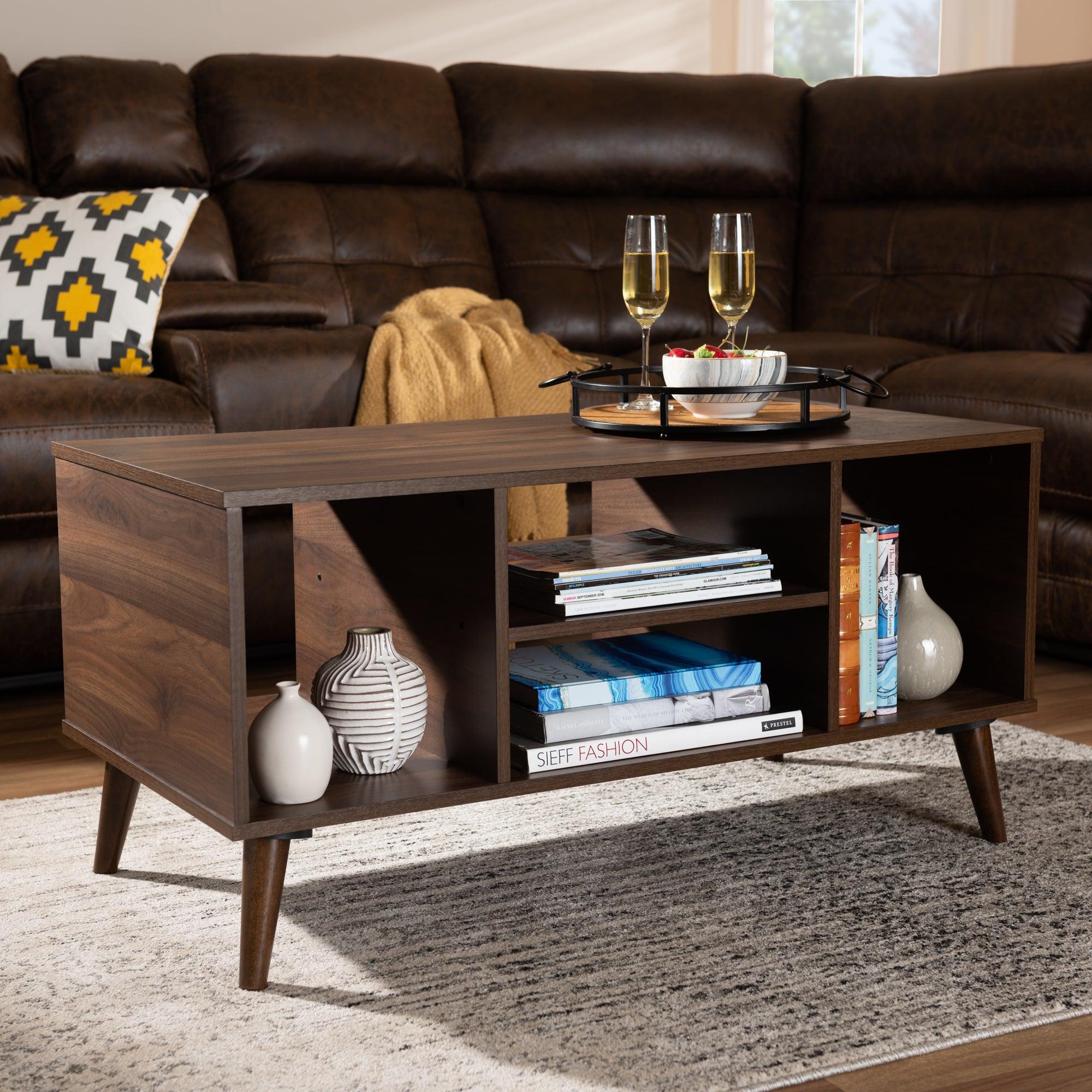 Linas Mid-Century Modern Finished Coffee Table