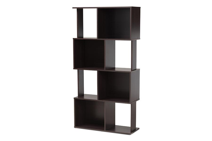 Riva Modern and Contemporary Finished Geometric Wood Bookshelf