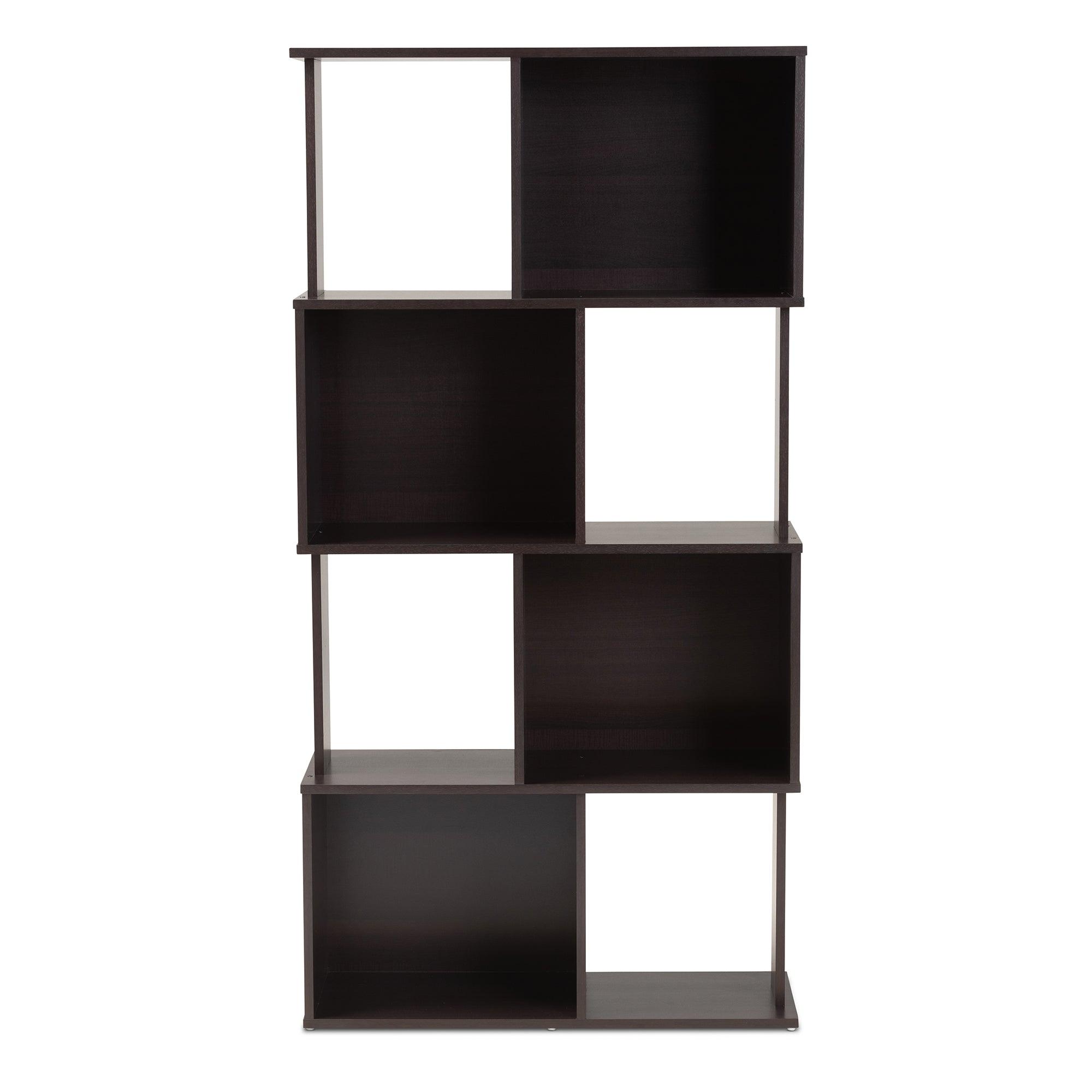 Riva Modern and Contemporary Finished Geometric Wood Bookshelf