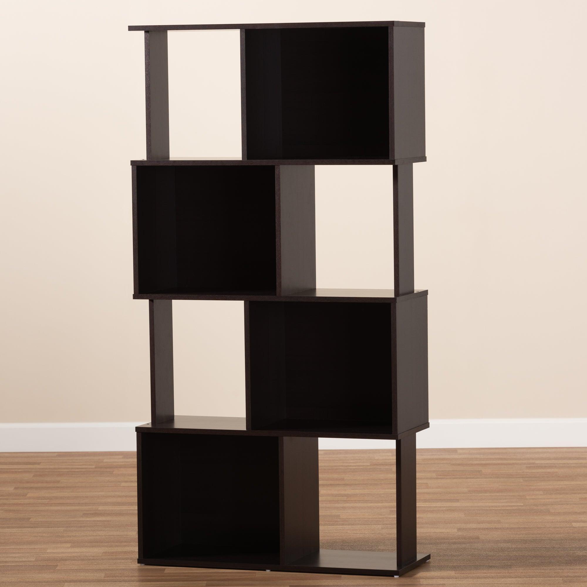 Riva Modern and Contemporary Finished Geometric Wood Bookshelf