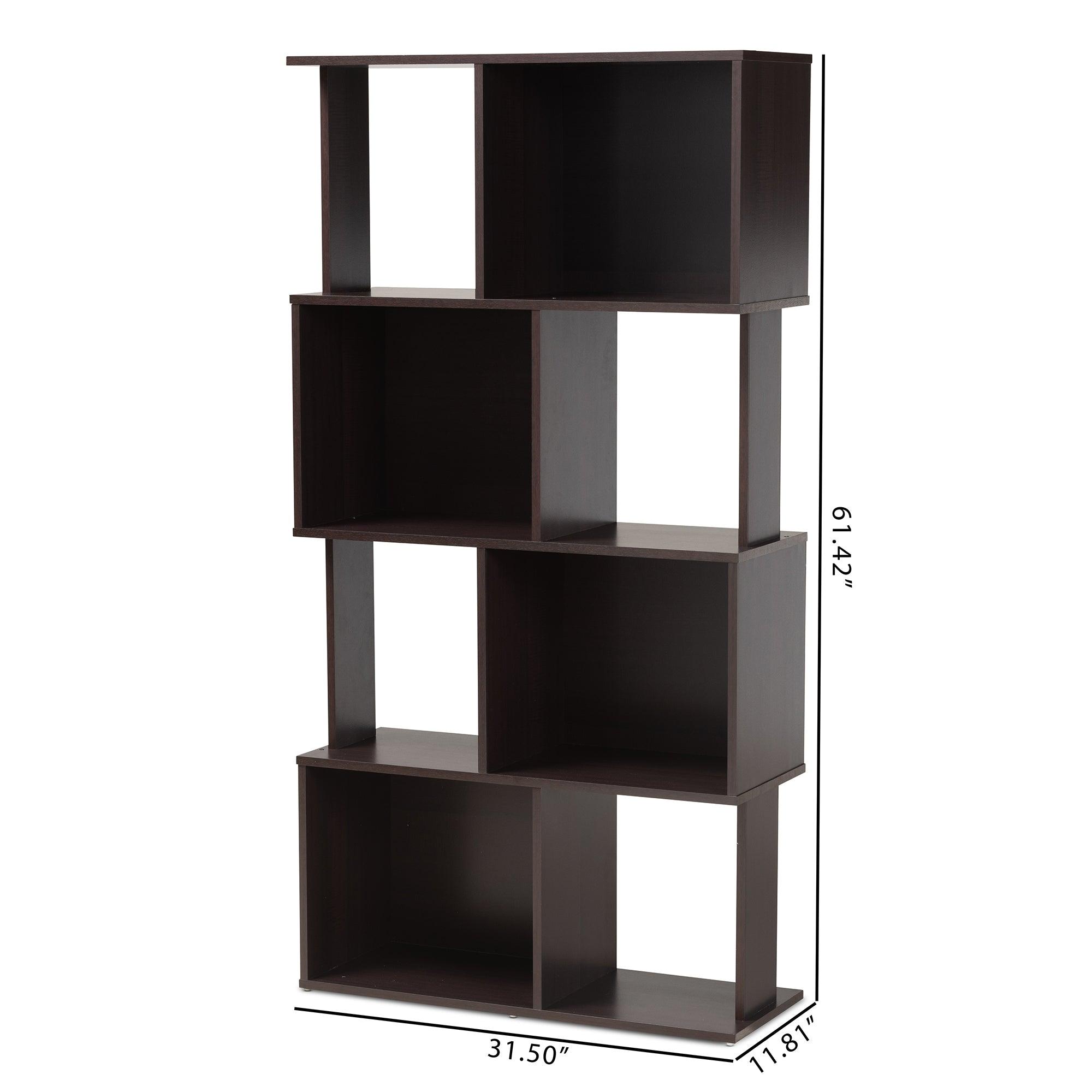 Riva Modern and Contemporary Finished Geometric Wood Bookshelf