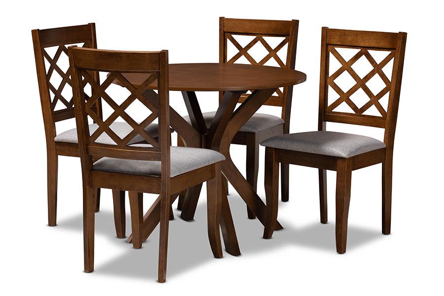 Jana Modern and Contemporary Fabric Upholstered and Finished Wood 5-Piece Dining Set