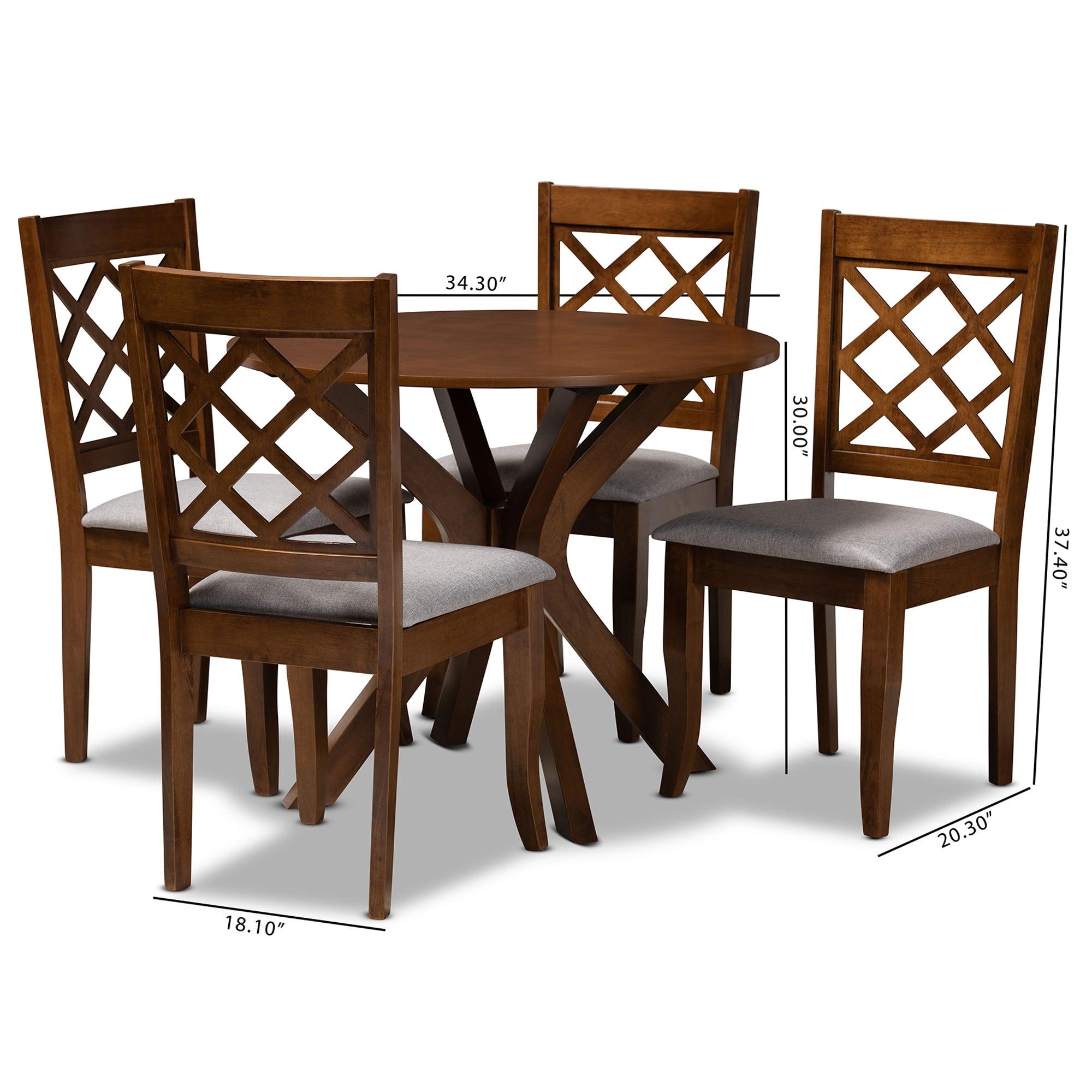 Jana Modern and Contemporary Fabric Upholstered and Finished Wood 5-Piece Dining Set