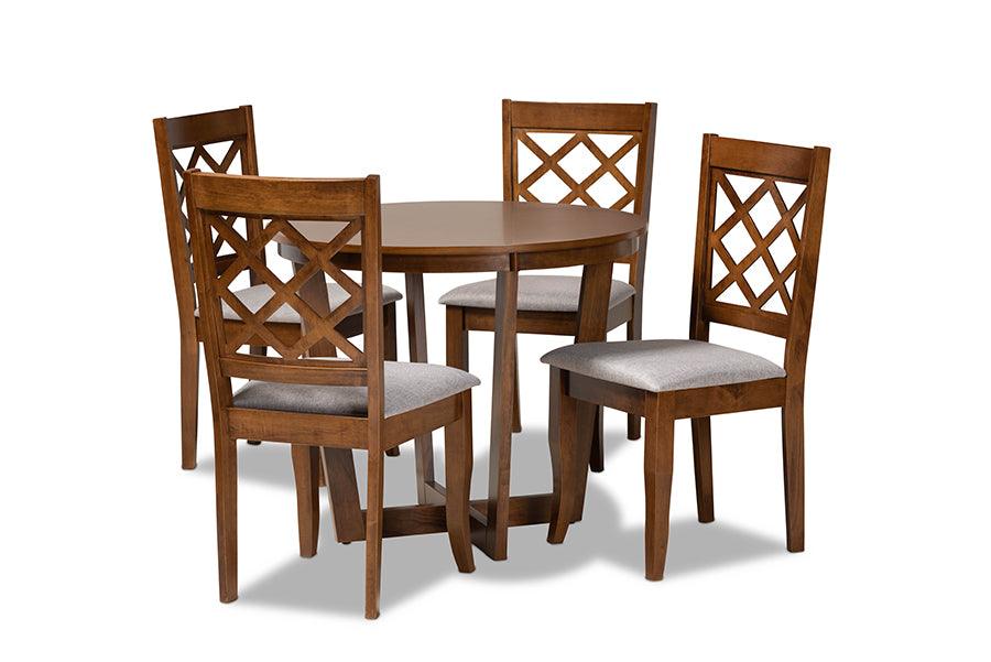 Dayna Modern and Contemporary Fabric Upholstered and Finished Wood 5-Piece Dining Set