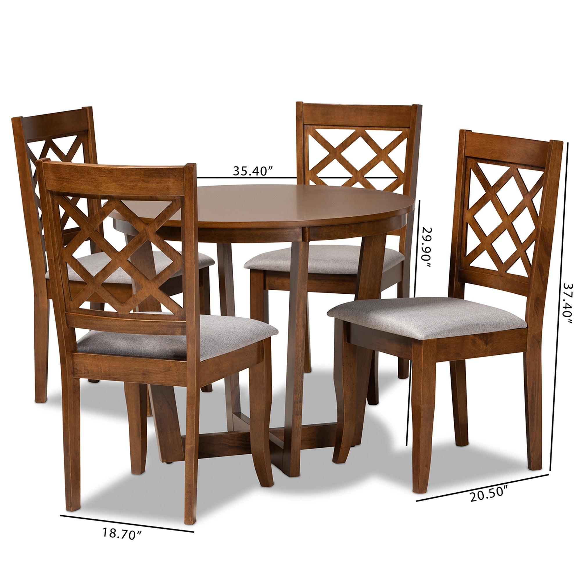 Dayna Modern and Contemporary Fabric Upholstered and Finished Wood 5-Piece Dining Set