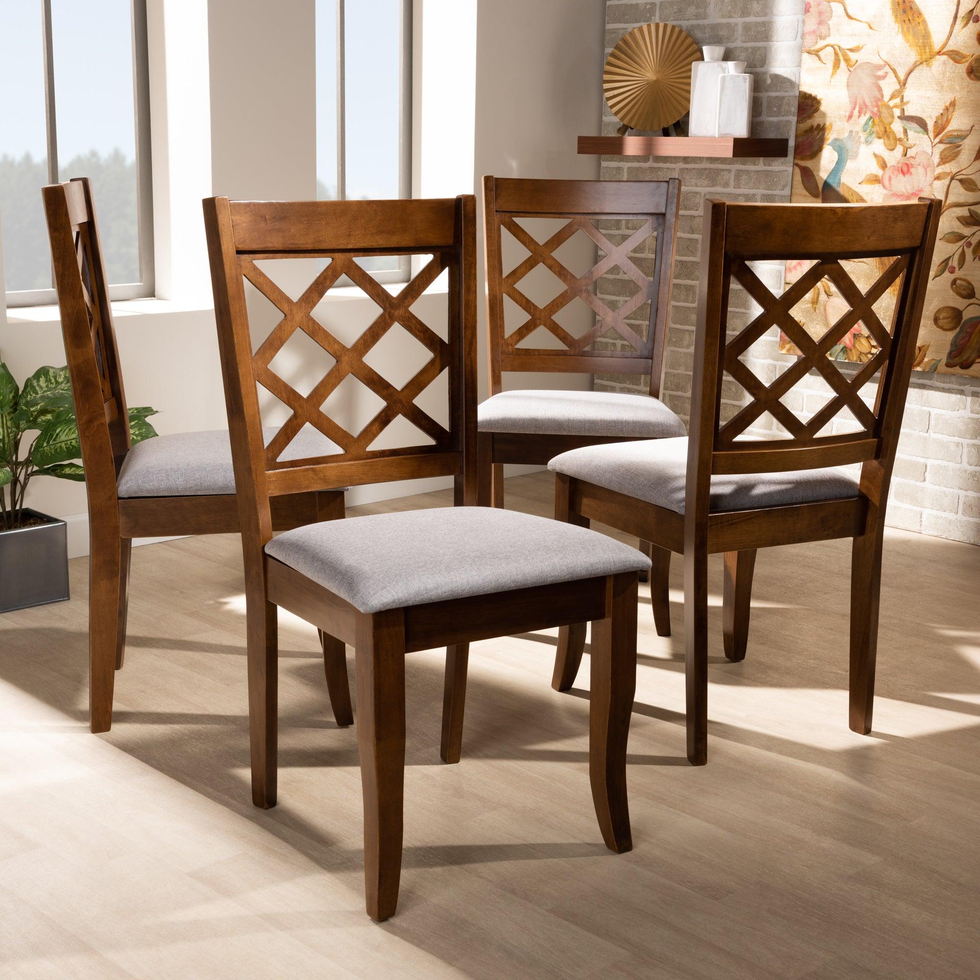 Brigitte Modern and Contemporary Fabric Upholstered and Finished Wood 4-Piece Dining Chair Set