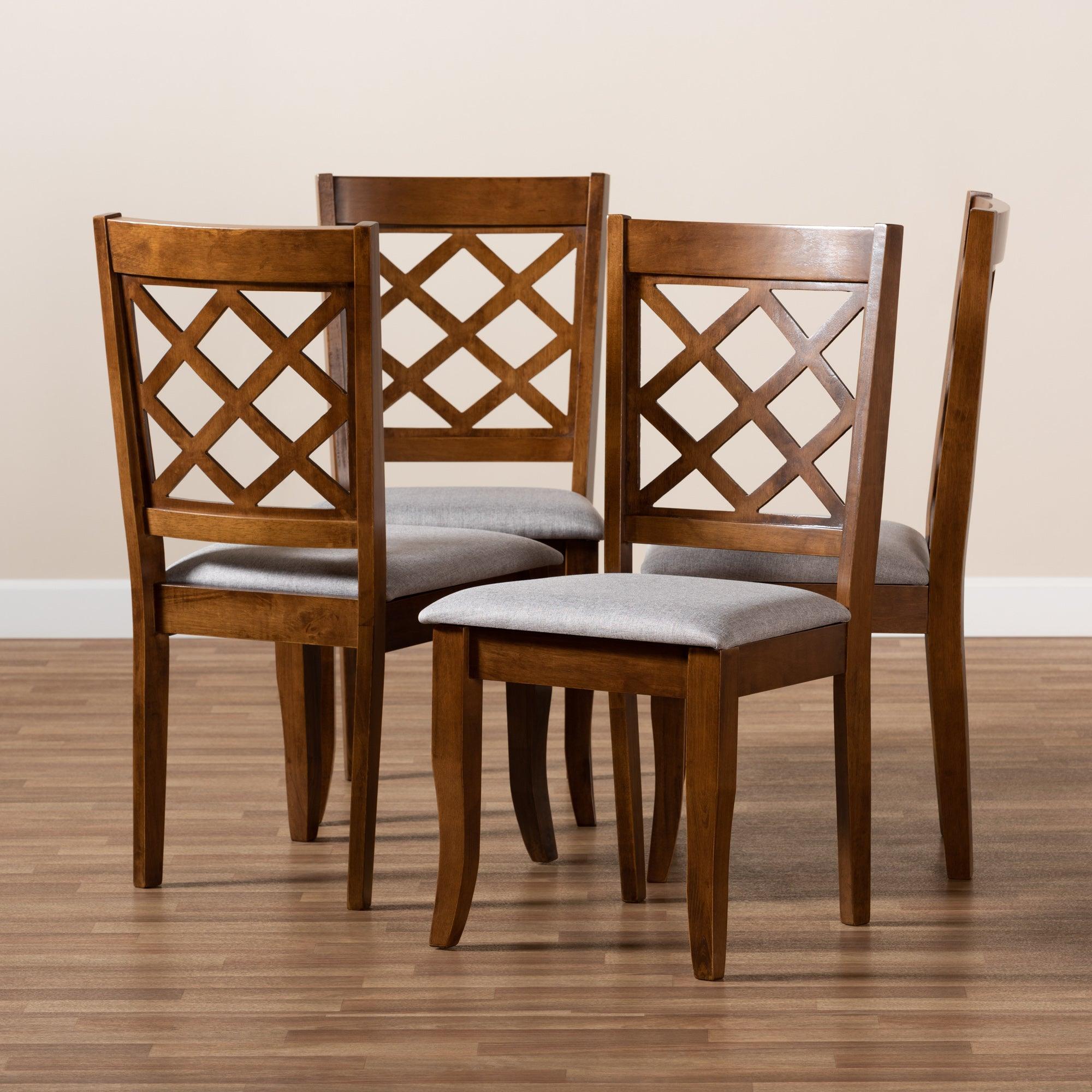 Brigitte Modern and Contemporary Fabric Upholstered and Finished Wood 4-Piece Dining Chair Set