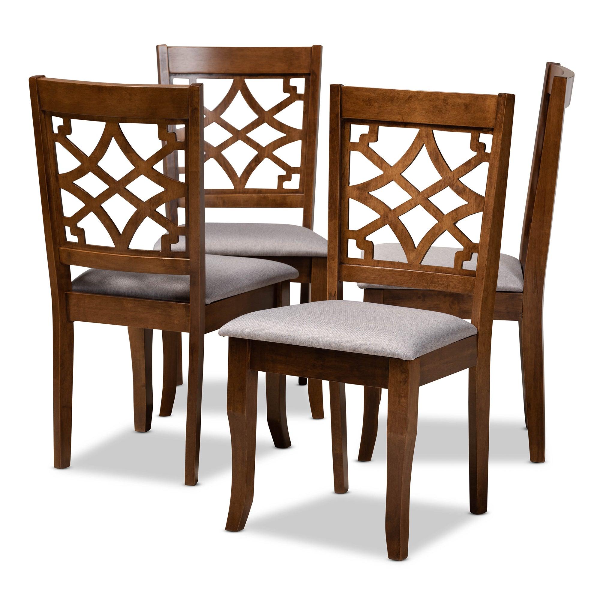 Mael Modern and Contemporary Fabric Upholstered Finished Wood 4-Piece Dining Chair Set