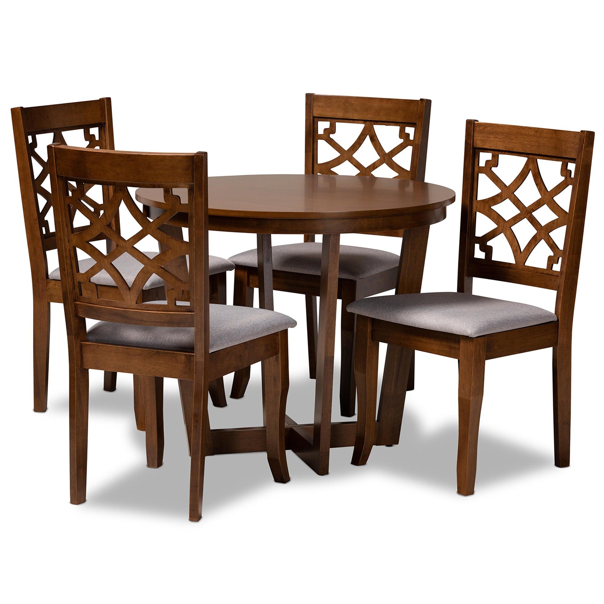 Tricia Modern and Contemporary Fabric Upholstered and Finished Wood 5-Piece Dining Set