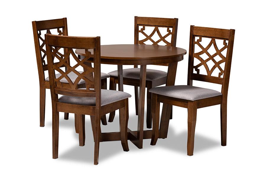 Tricia Modern and Contemporary Fabric Upholstered and Finished Wood 5-Piece Dining Set