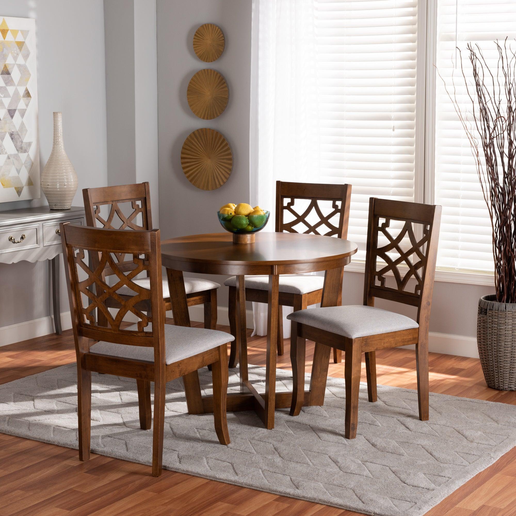 Tricia Modern and Contemporary Fabric Upholstered and Finished Wood 5-Piece Dining Set