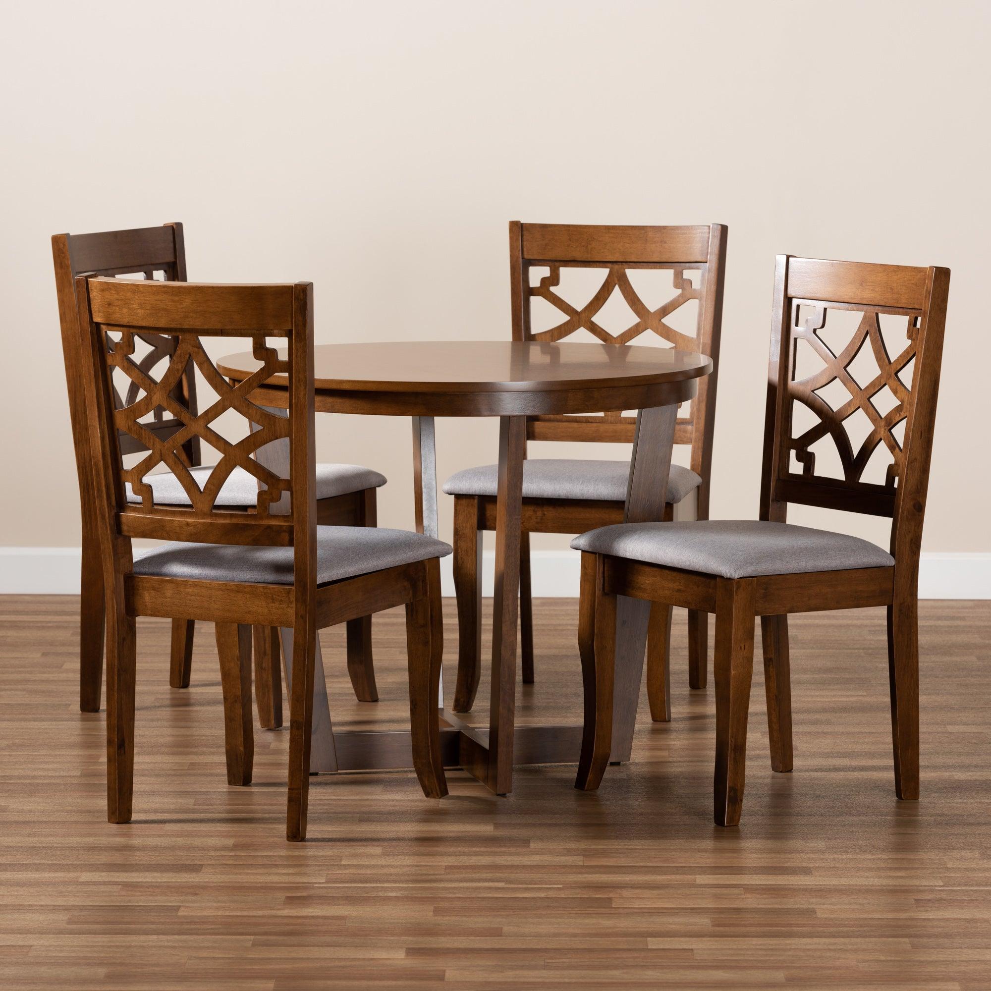 Tricia Modern and Contemporary Fabric Upholstered and Finished Wood 5-Piece Dining Set