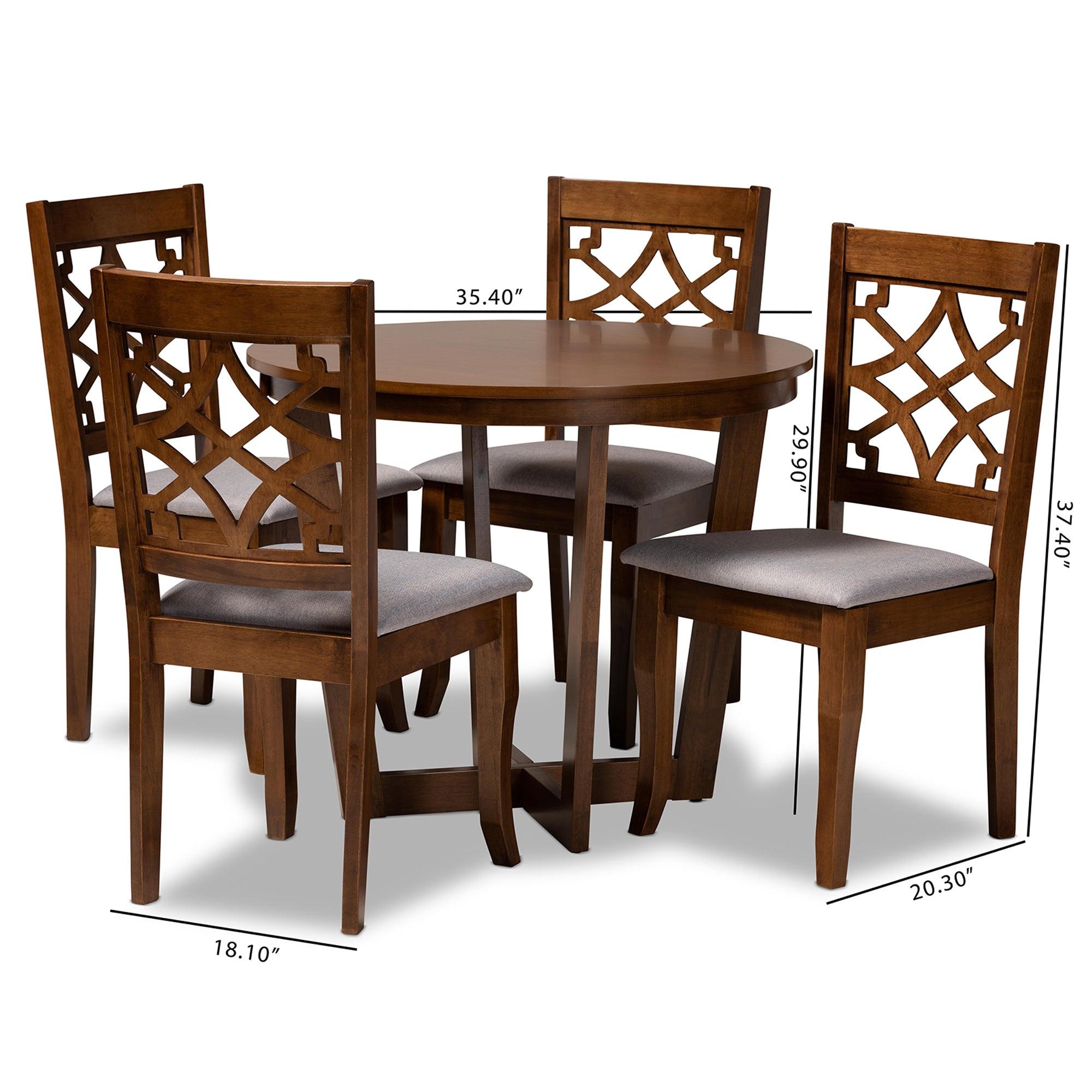 Tricia Modern and Contemporary Fabric Upholstered and Finished Wood 5-Piece Dining Set