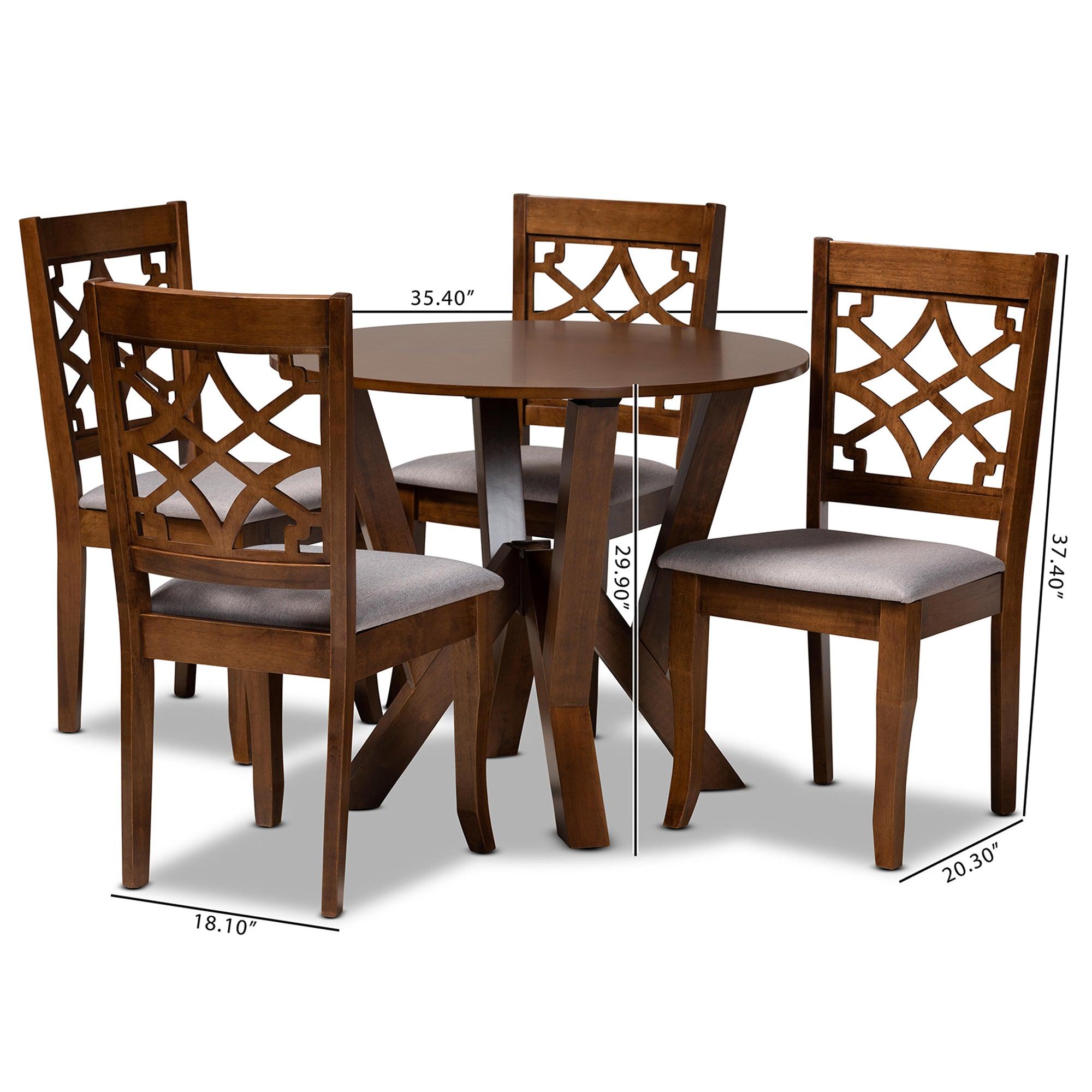 Alisa Modern and Contemporary Fabric Upholstered and Finished Wood 5-Piece Dining Set