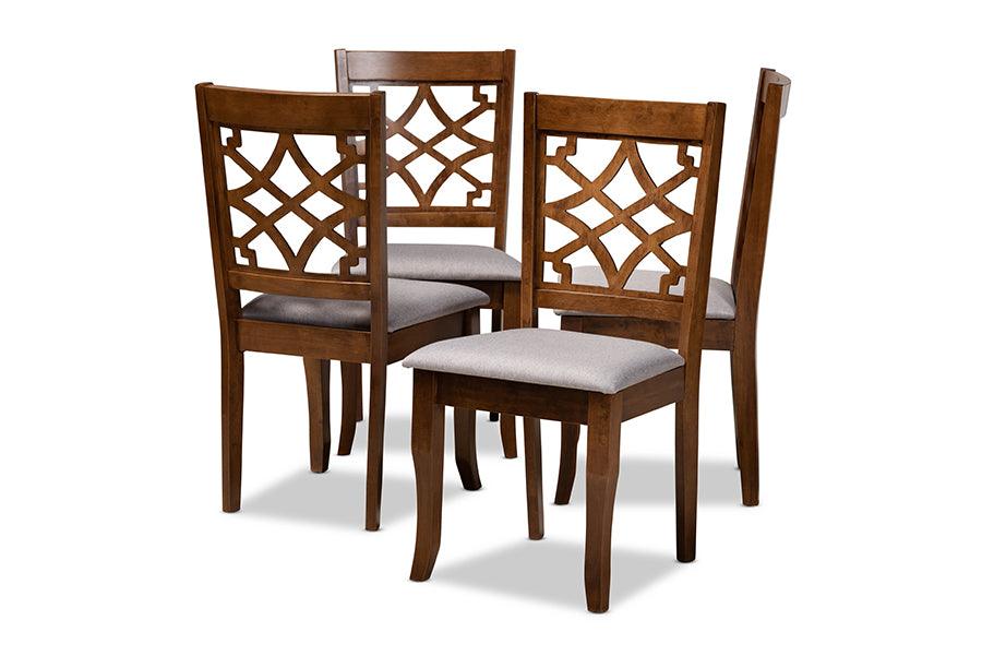 Mael Modern and Contemporary Fabric Upholstered Finished Wood 4-Piece Dining Chair Set