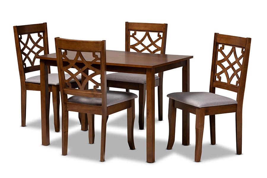 Celina Modern and Contemporary Fabric Upholstered and Finished Wood 5-Piece Dining Set