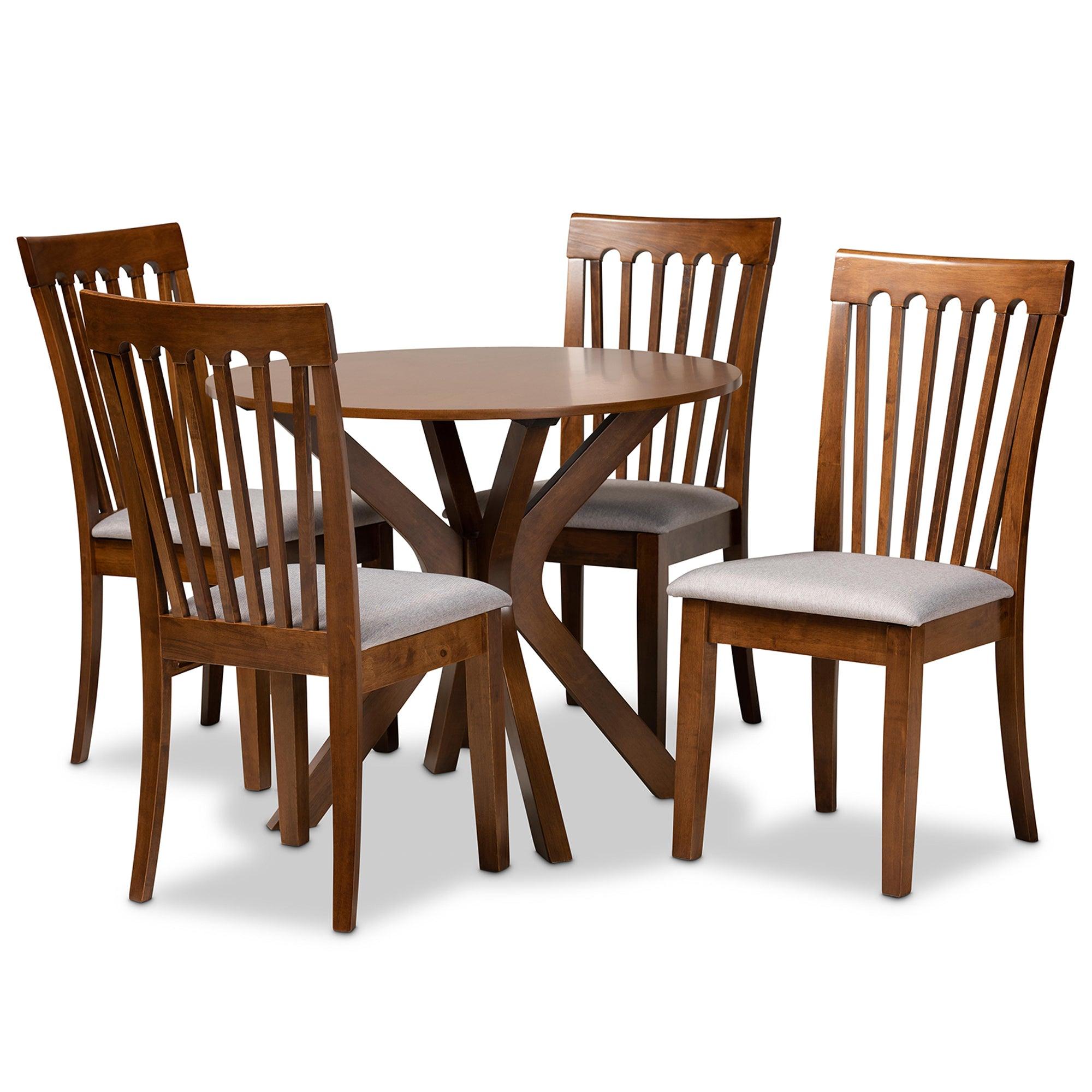 Lore Modern and Contemporary Fabric Upholstered and Finished Wood 5-Piece Dining Set