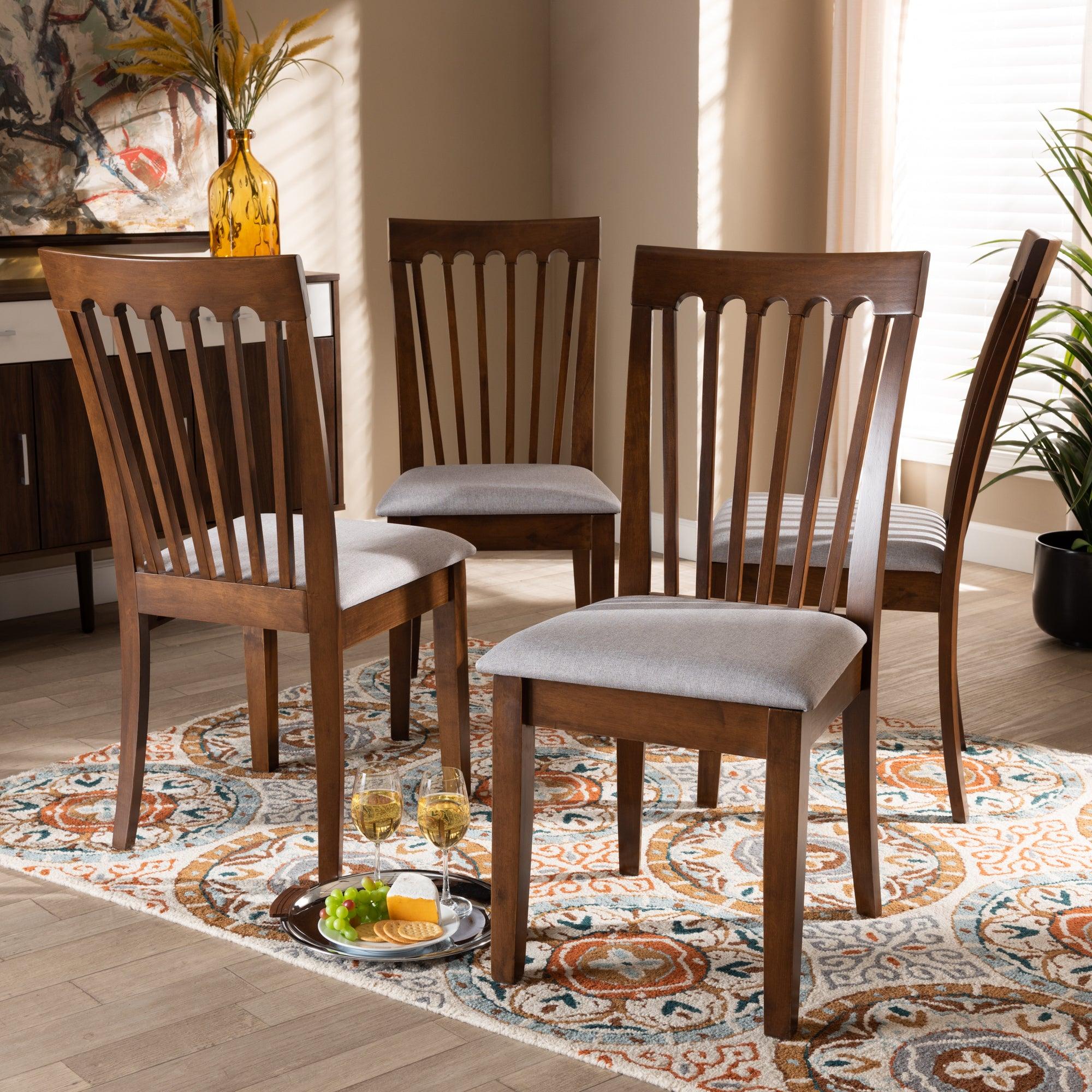 Minette Modern and Contemporary Fabric Upholstered Finished Wood Dining Chair Set