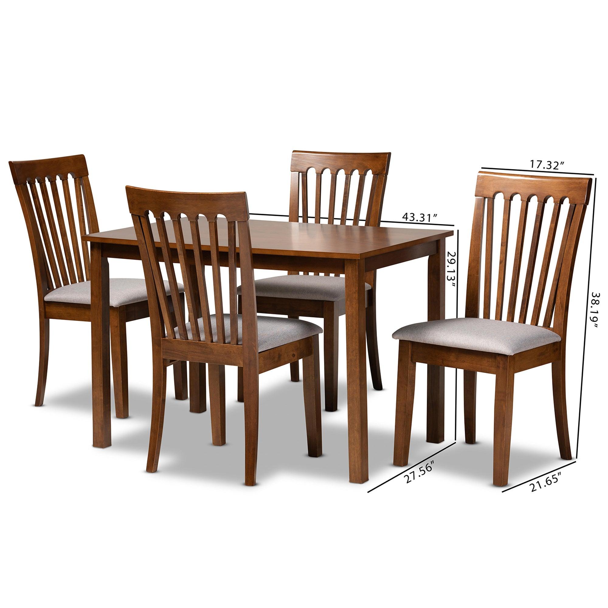 Seda Modern and Contemporary Fabric Upholstered and Finished Wood 5-Piece Dining Set