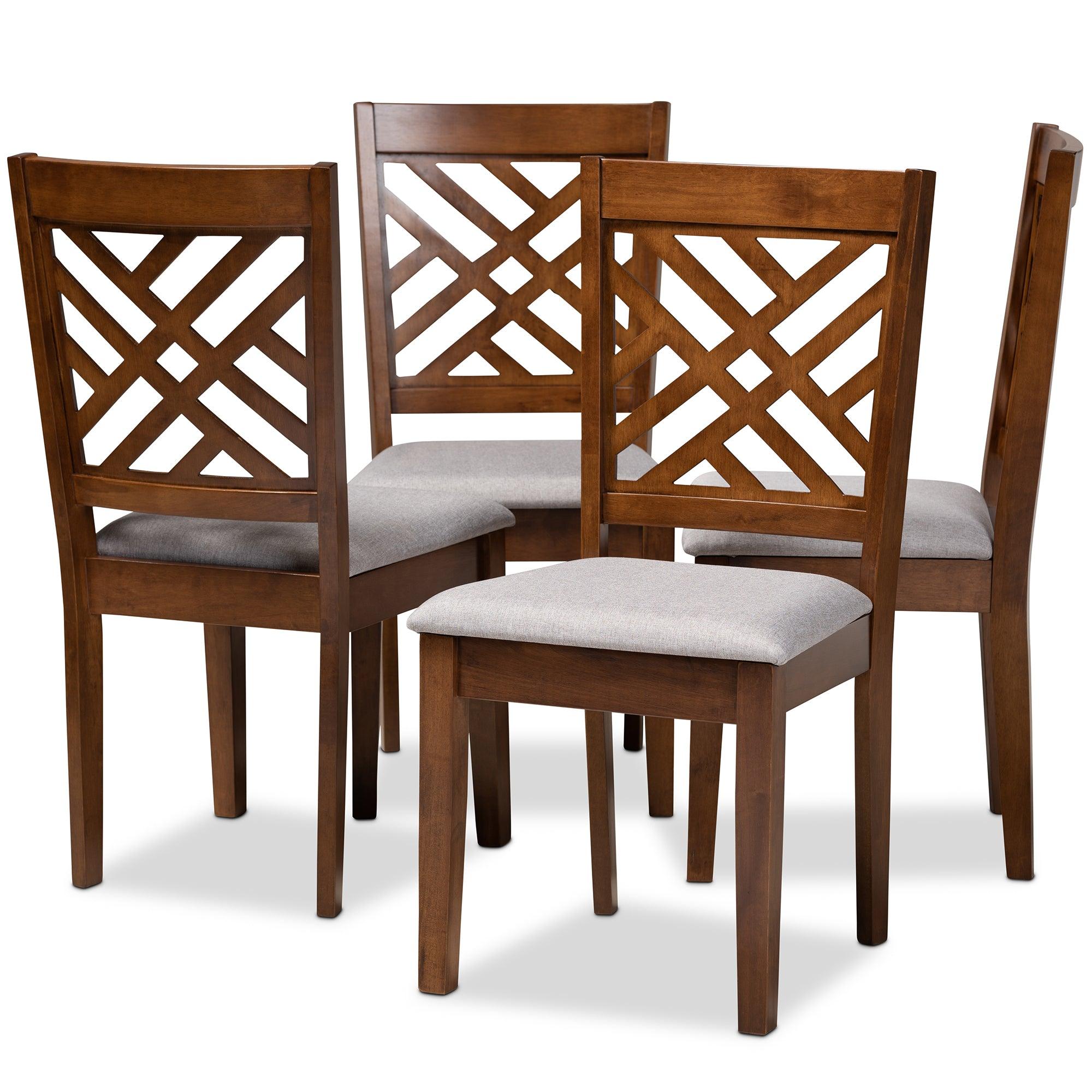 Caron Modern and Contemporary Fabric Upholstered Finished 4-Piece Wood Dining Chair Set Set