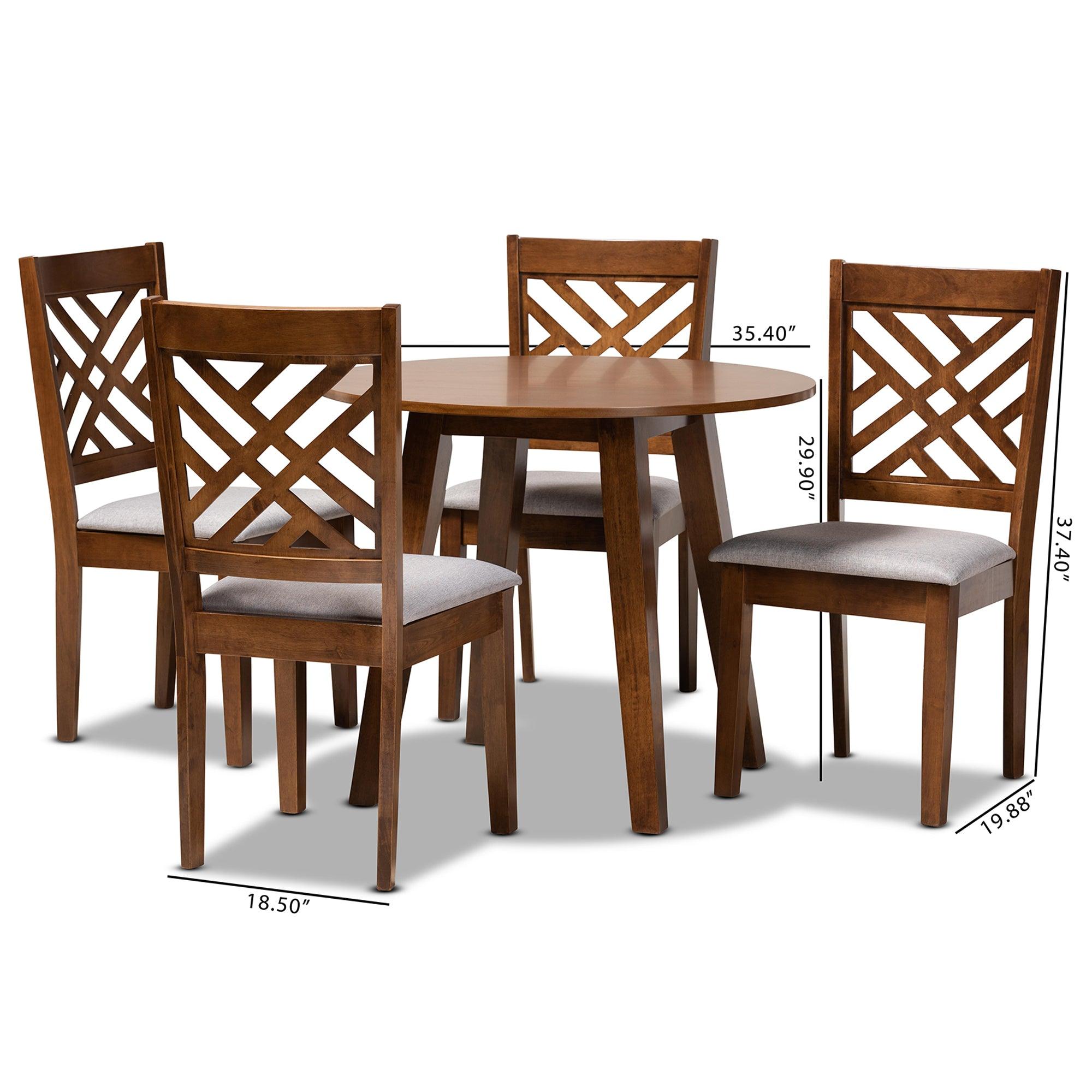 Lilly Modern and Contemporary Fabric Upholstered and Finished Wood 5-Piece Dining Set