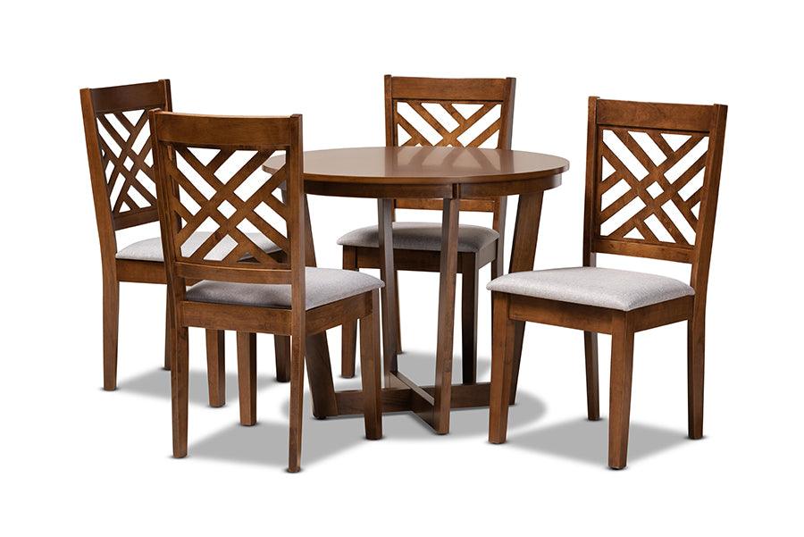 Alena Modern and Contemporary Fabric Upholstered and Finished Wood 5-Piece Dining Set