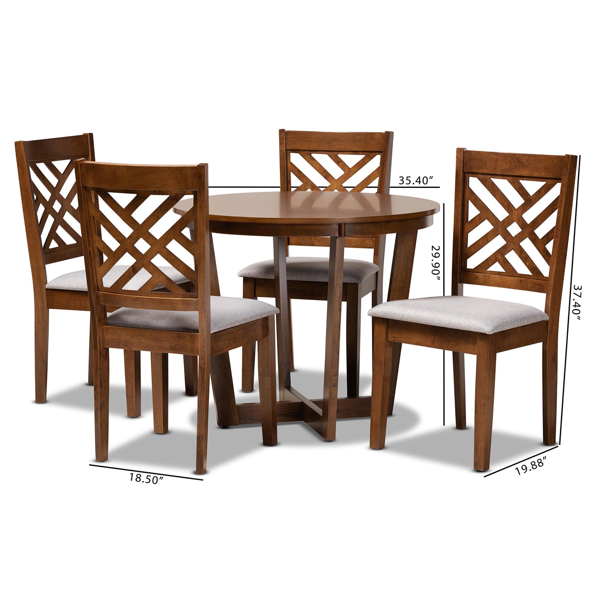 Alena Modern and Contemporary Fabric Upholstered and Finished Wood 5-Piece Dining Set