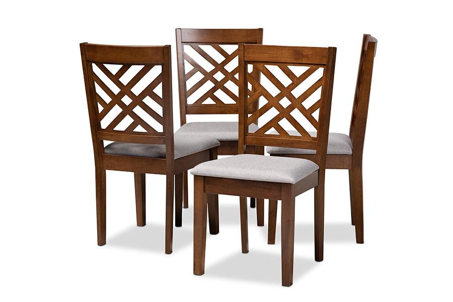 Caron Modern and Contemporary Fabric Upholstered Finished 4-Piece Wood Dining Chair Set Set