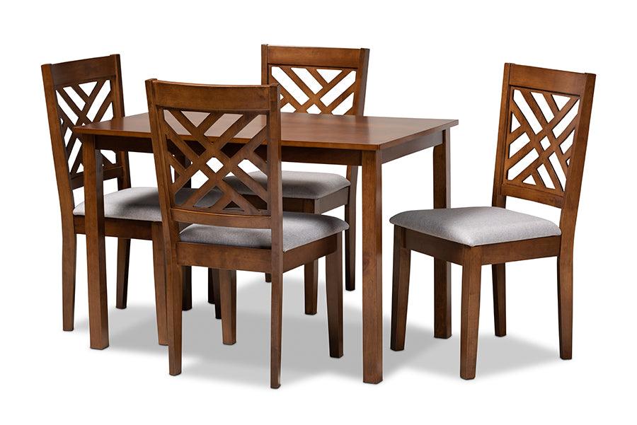 Caron Modern and Contemporary Fabric Upholstered Finished Wood 5-Piece Dining Set