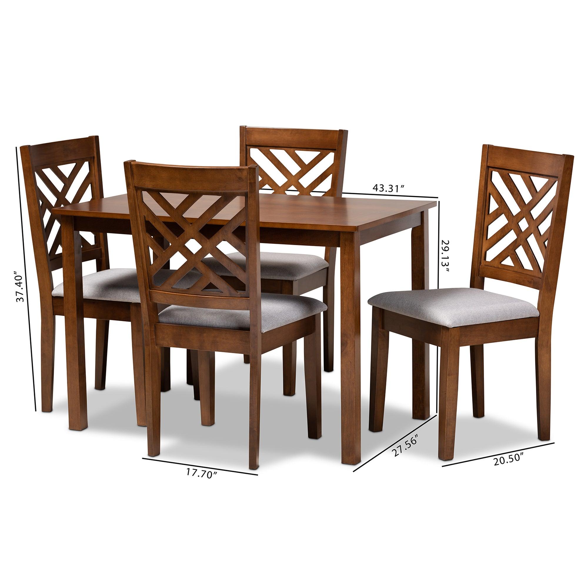 Caron Modern and Contemporary Fabric Upholstered Finished Wood 5-Piece Dining Set