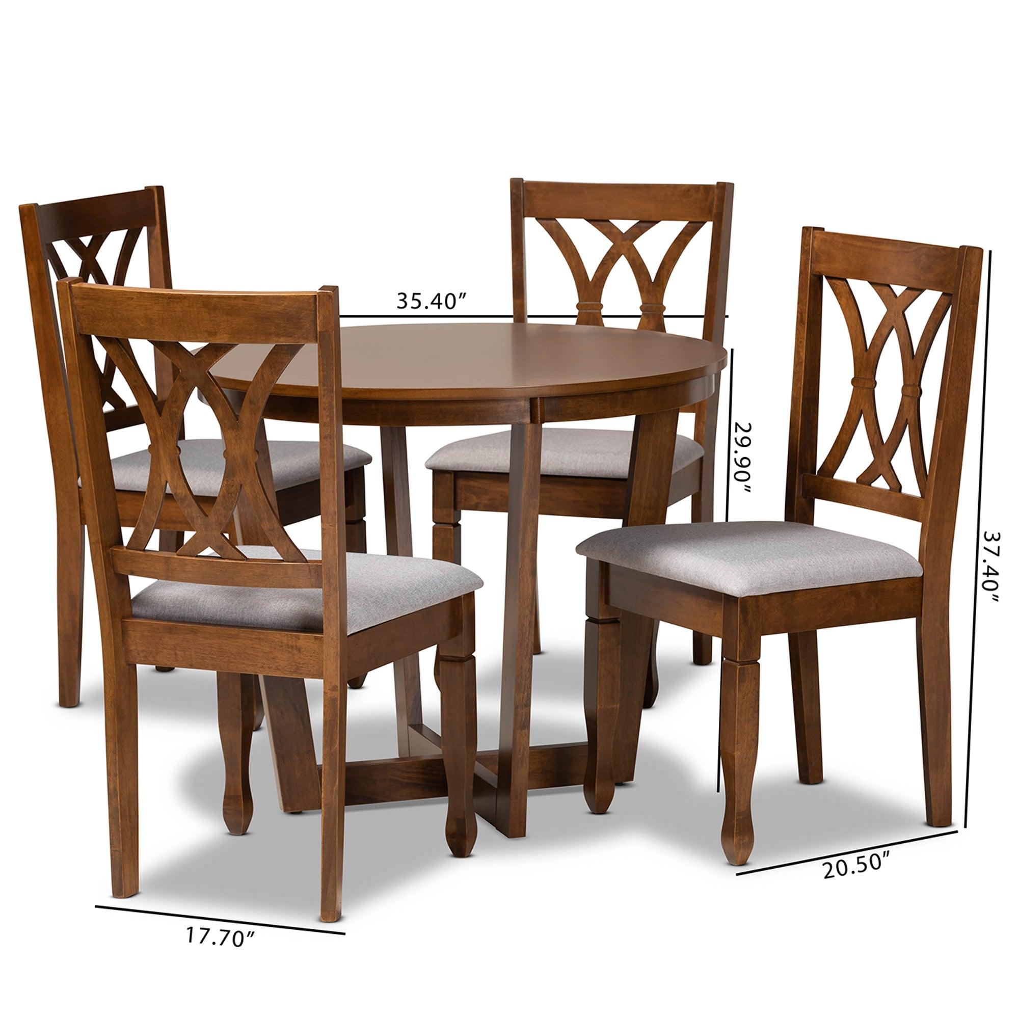 Aggie Modern and Contemporary Fabric Upholstered and Finished Wood 5-Piece Dining Set