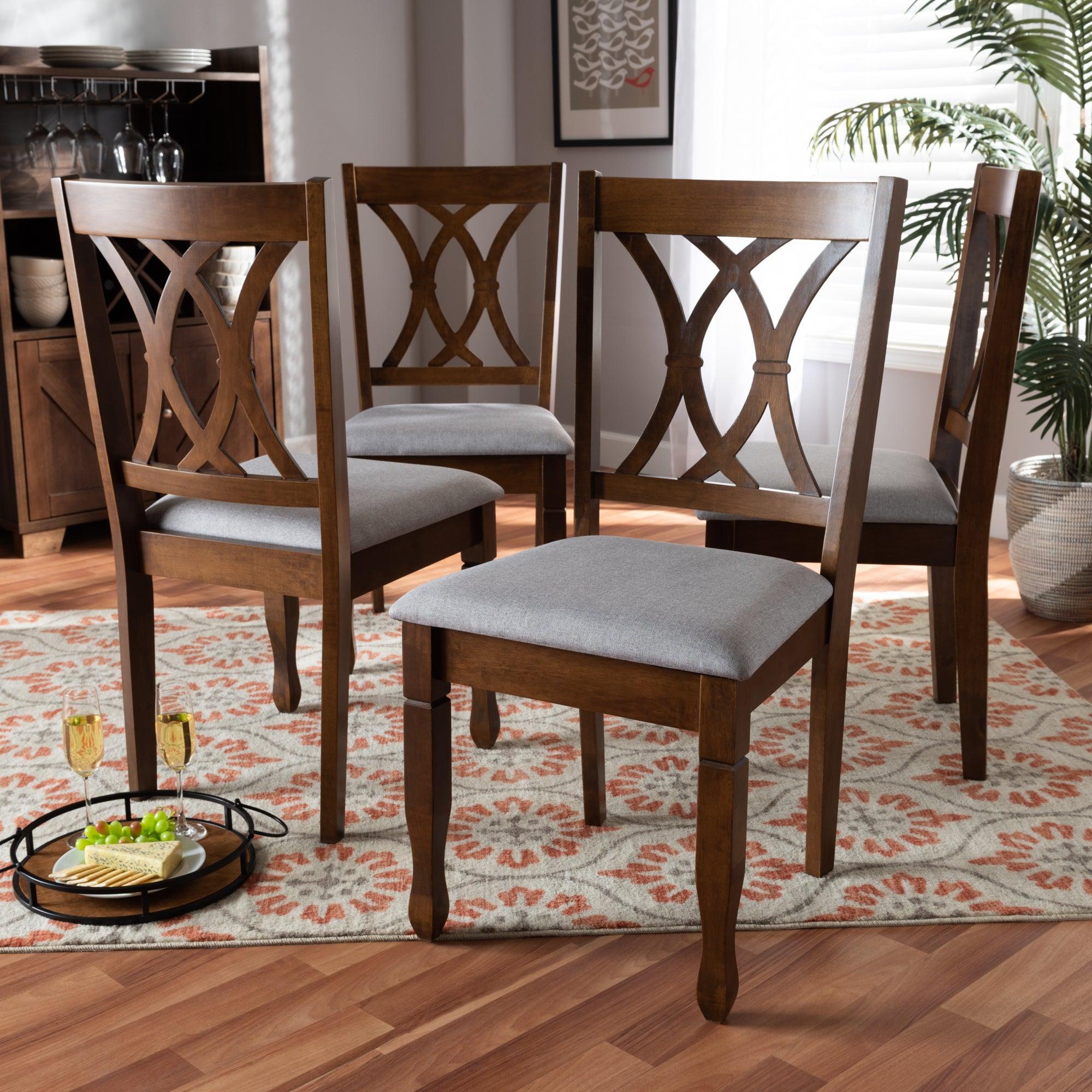 Augustine Modern and Contemporary Fabric Upholstered and Finished Wood 4-Piece Dining Chair Set Set