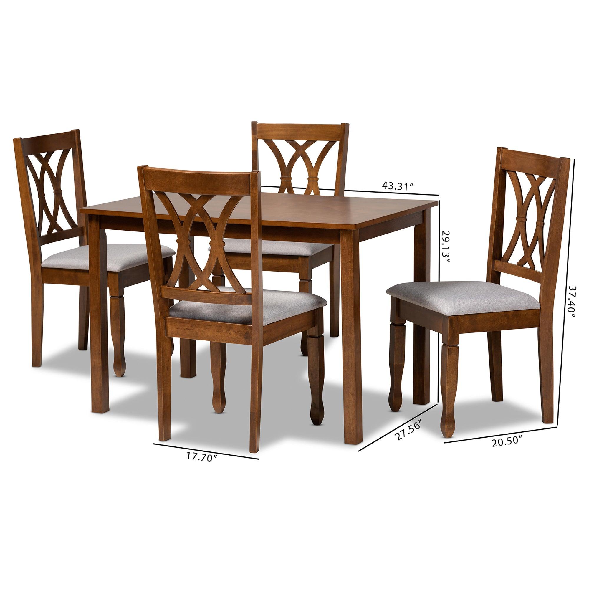 Sefa Modern and Contemporary Fabric Upholstered and Finished Wood 5-Piece Dining Set