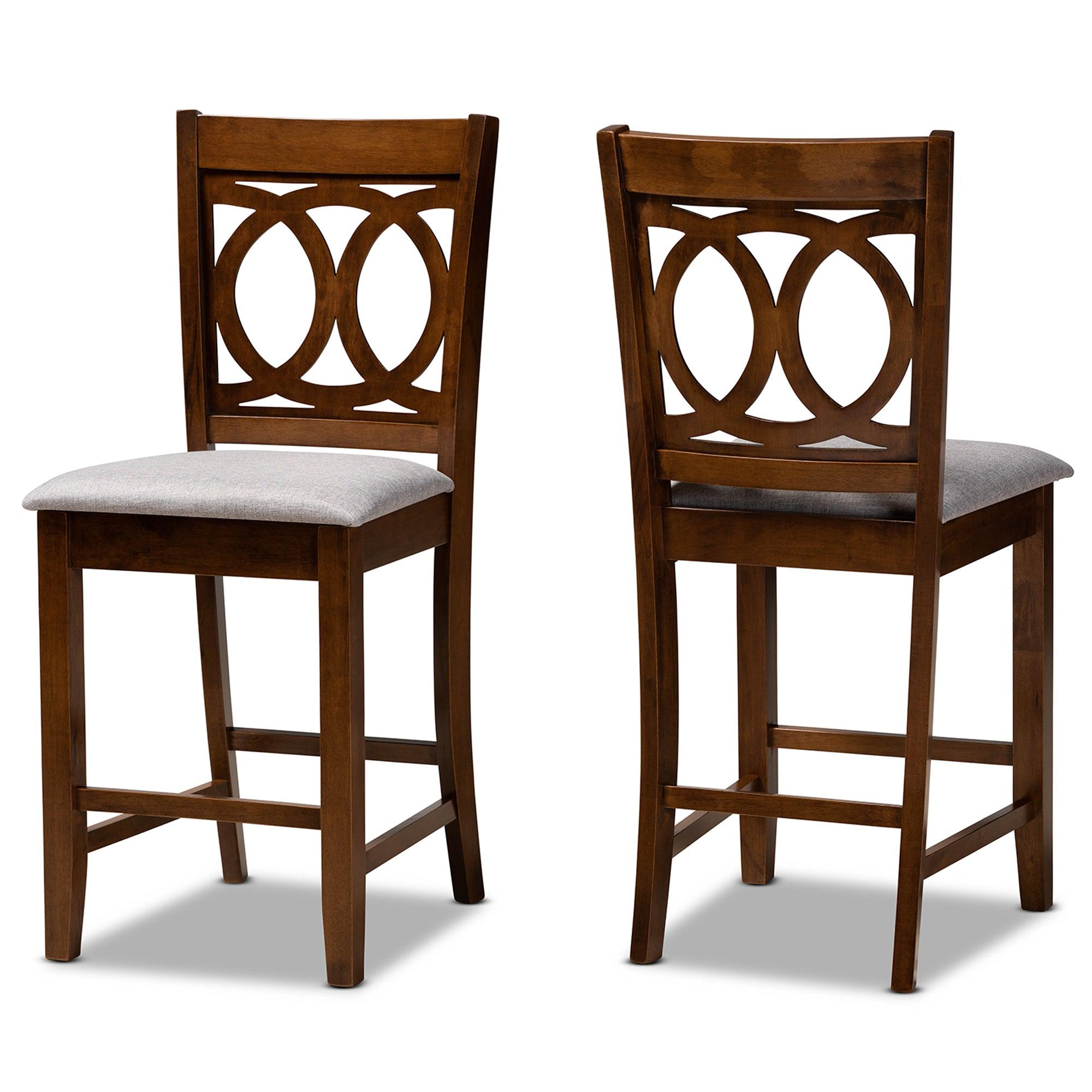 Lenoir Modern and Contemporary Fabric Upholstered Finished Wood 2-Piece Counter Height Pub Chair Set