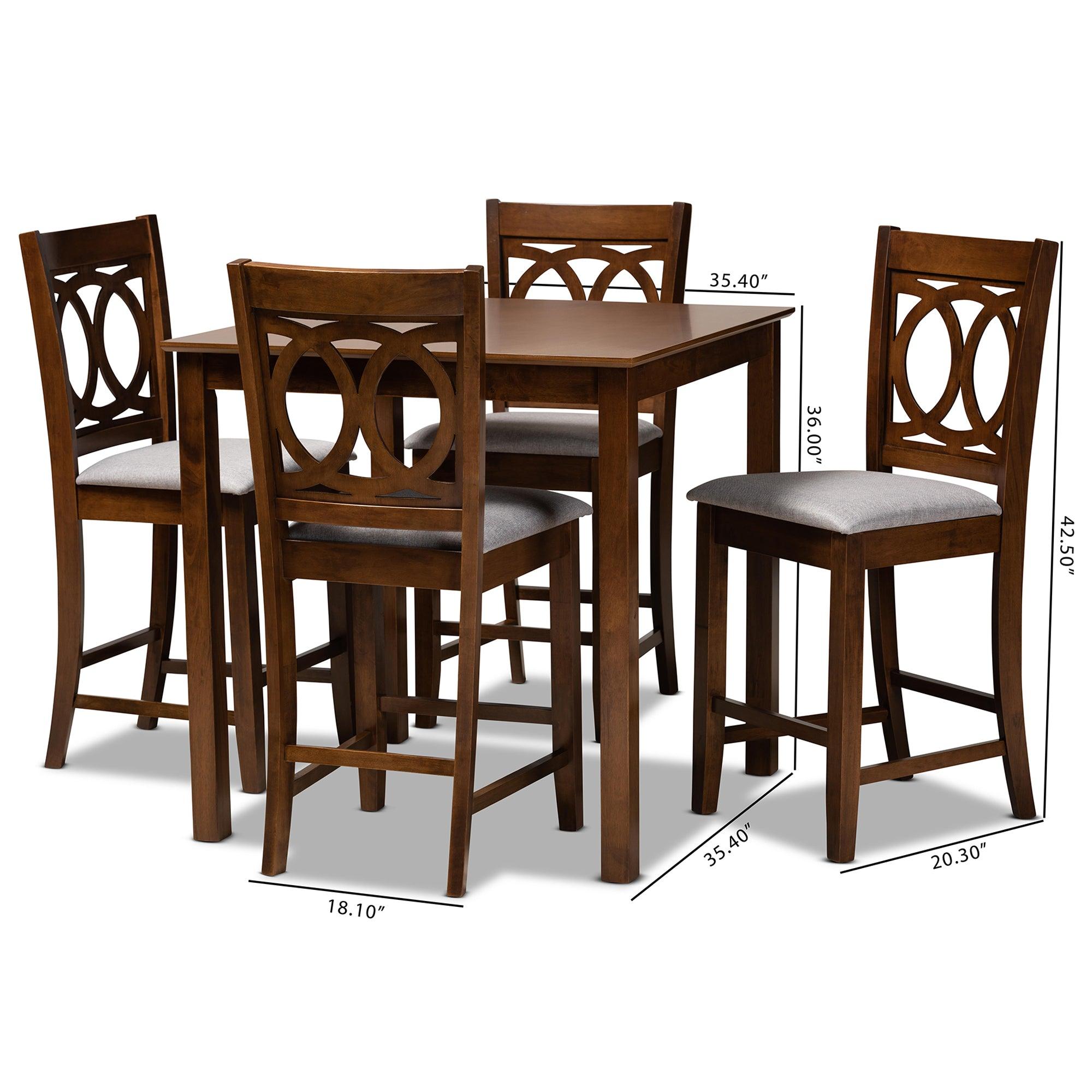 Lenoir Modern and Contemporary Fabric Upholstered Finished 5-Piece Wood Pub Set