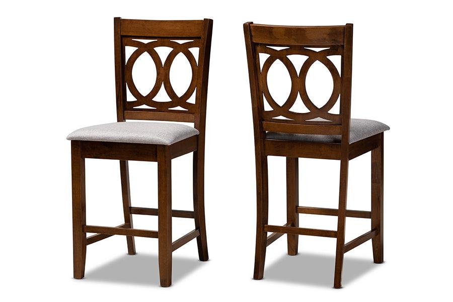 Lenoir Modern and Contemporary Fabric Upholstered Finished Wood 2-Piece Counter Height Pub Chair Set