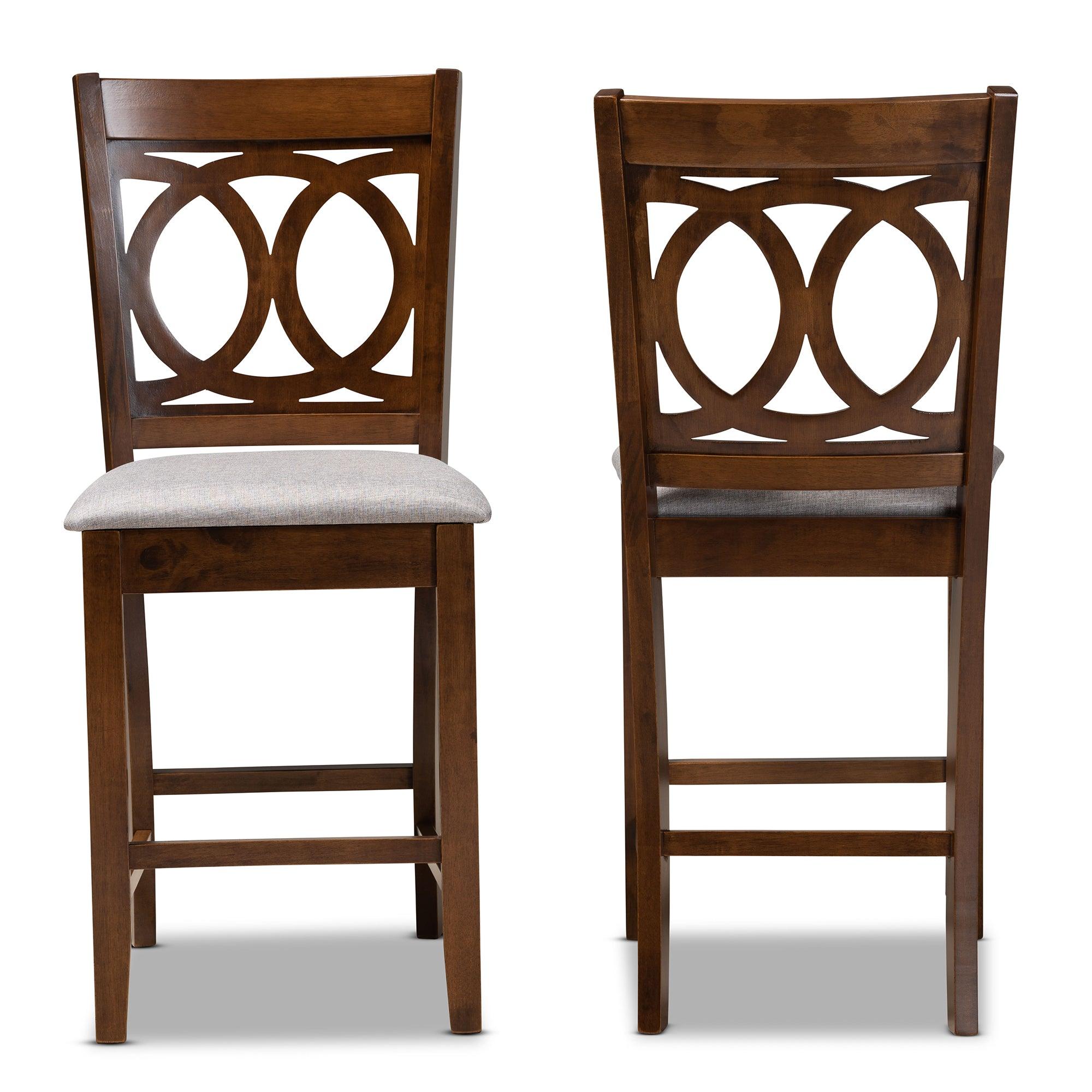 Lenoir Modern and Contemporary Fabric Upholstered Finished Wood 2-Piece Counter Height Pub Chair Set