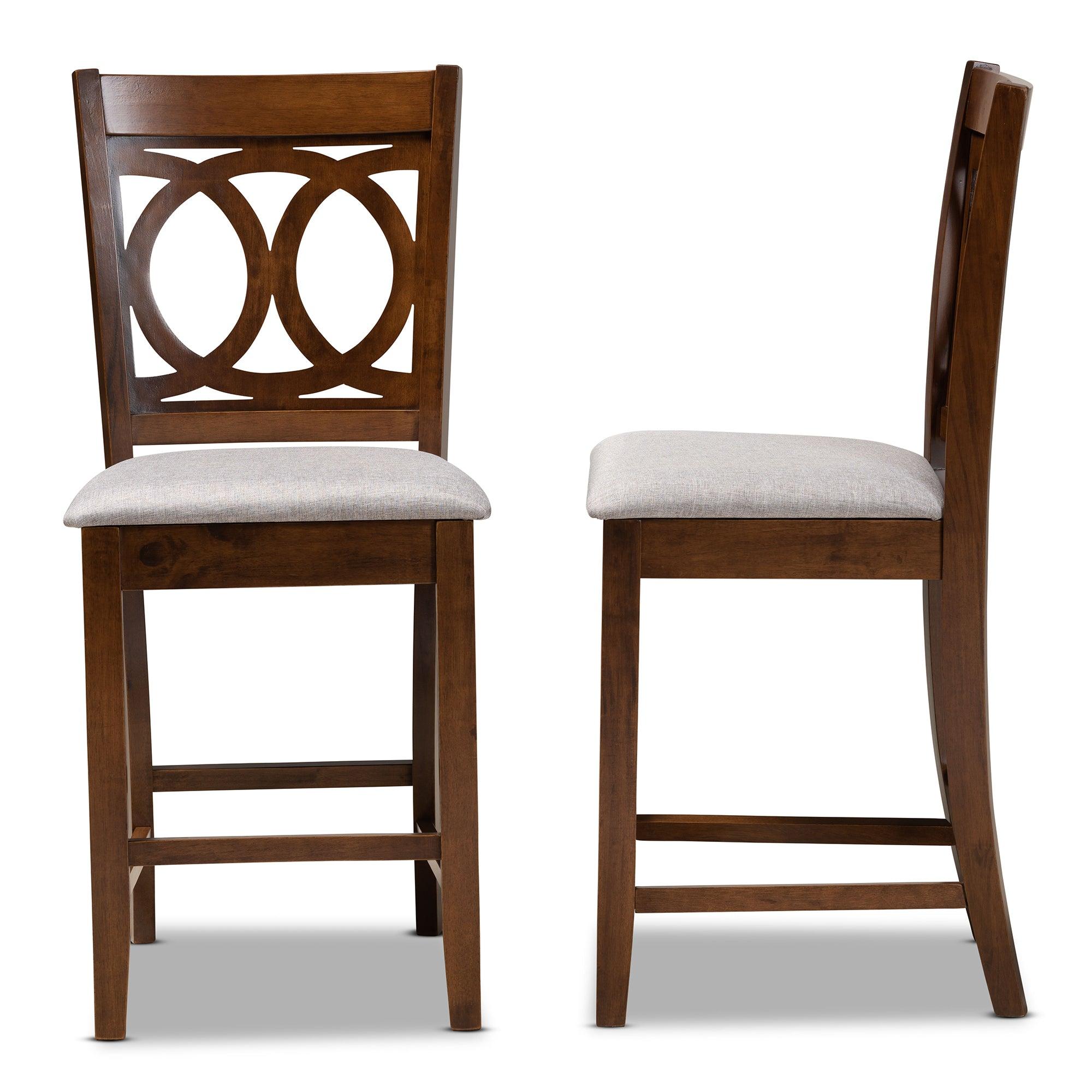 Lenoir Modern and Contemporary Fabric Upholstered Finished Wood 2-Piece Counter Height Pub Chair Set