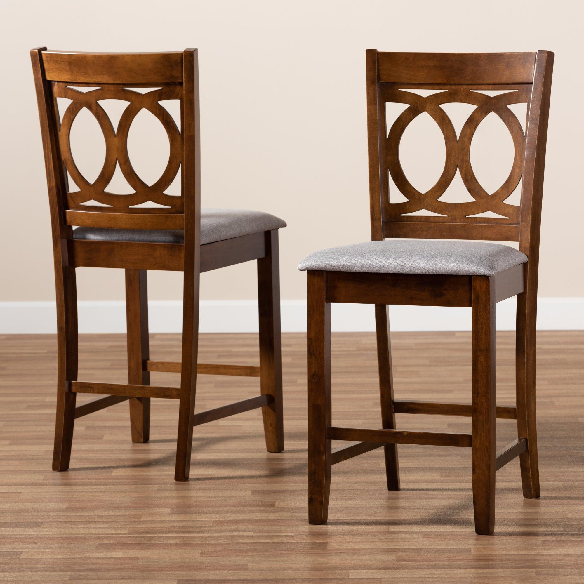 Lenoir Modern and Contemporary Fabric Upholstered Finished Wood 2-Piece Counter Height Pub Chair Set