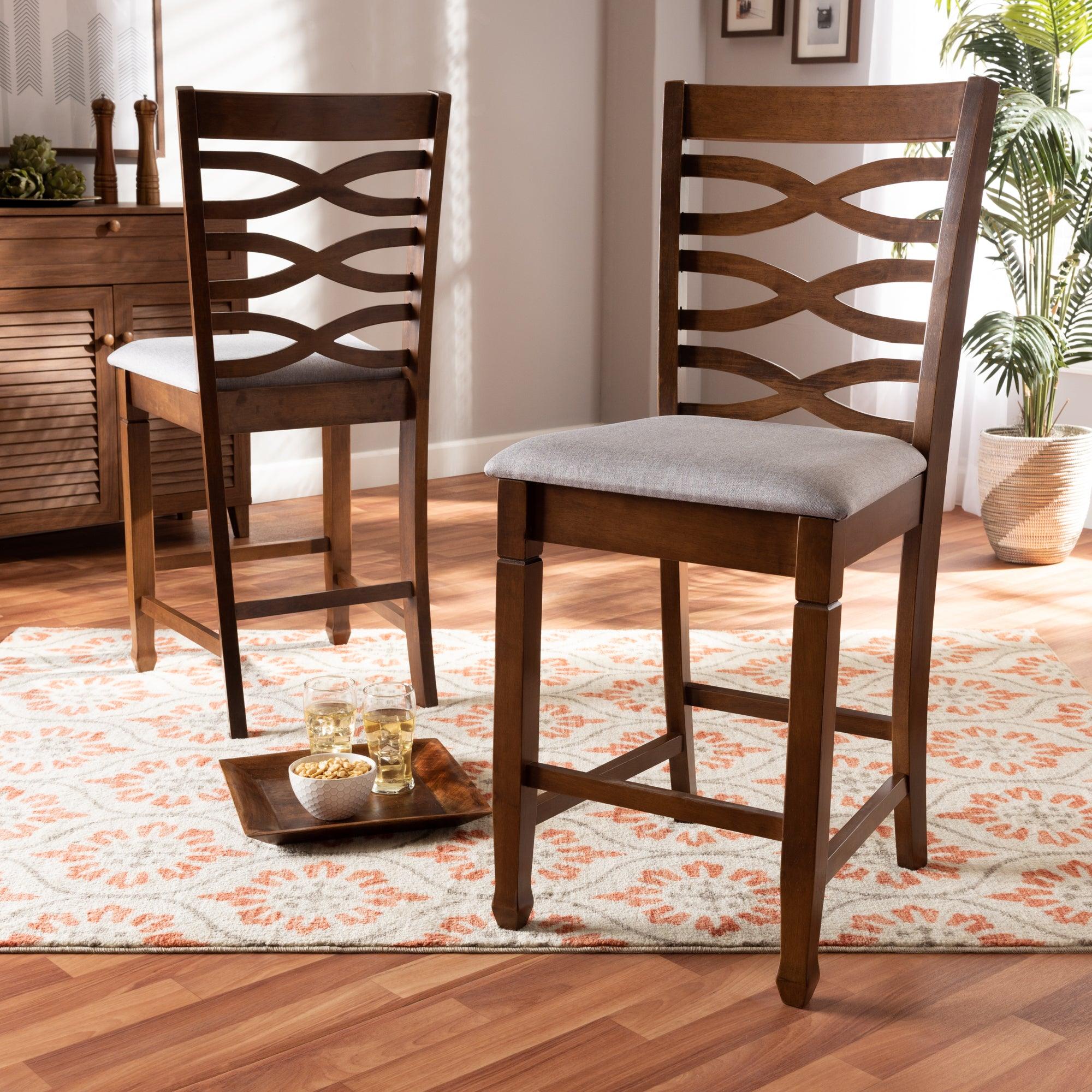 Lanier Modern and Contemporary Fabric Upholstered Finished 2-Piece Wood Counter Height Pub Chair Set Set