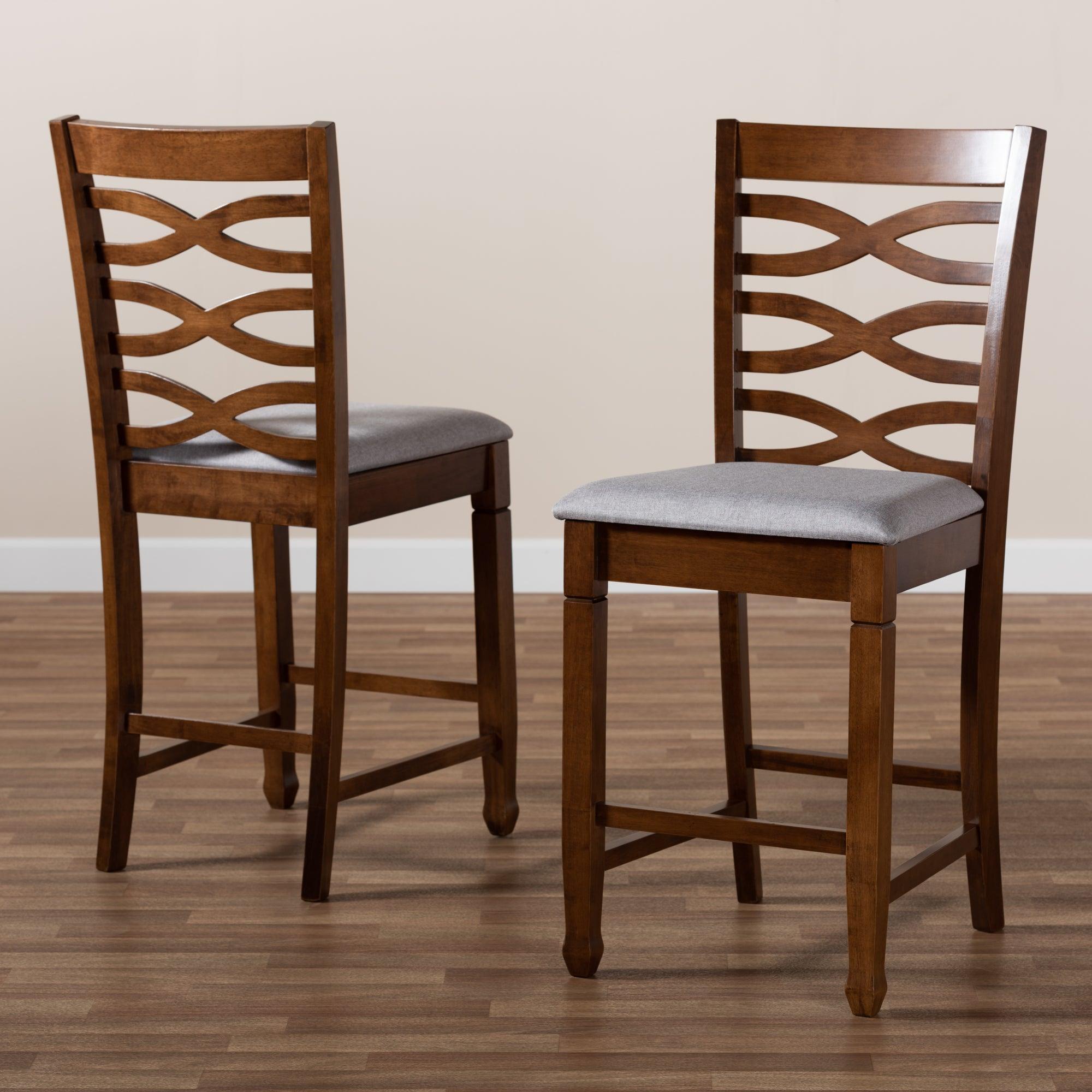 Lanier Modern and Contemporary Fabric Upholstered Finished 2-Piece Wood Counter Height Pub Chair Set Set