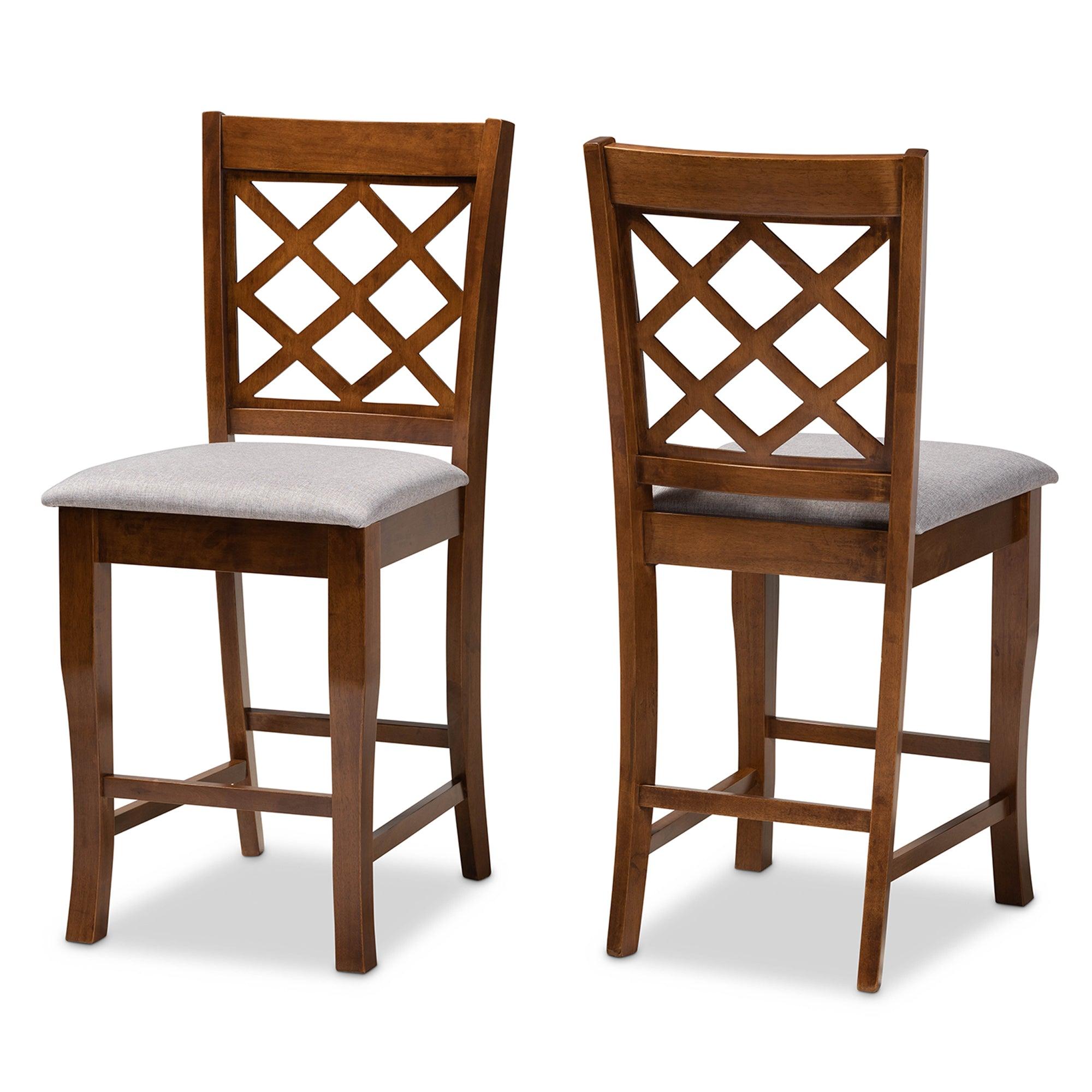 Aria Modern and Contemporary Fabric Upholstered and Finished Wood 2-Piece Counter Height Pub Chair Set