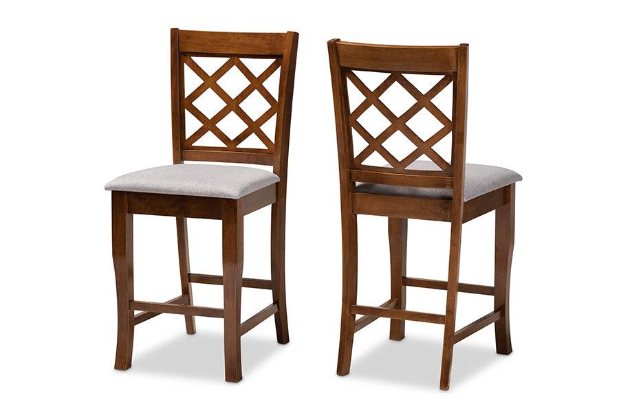 Aria Modern and Contemporary Fabric Upholstered and Finished Wood 2-Piece Counter Height Pub Chair Set